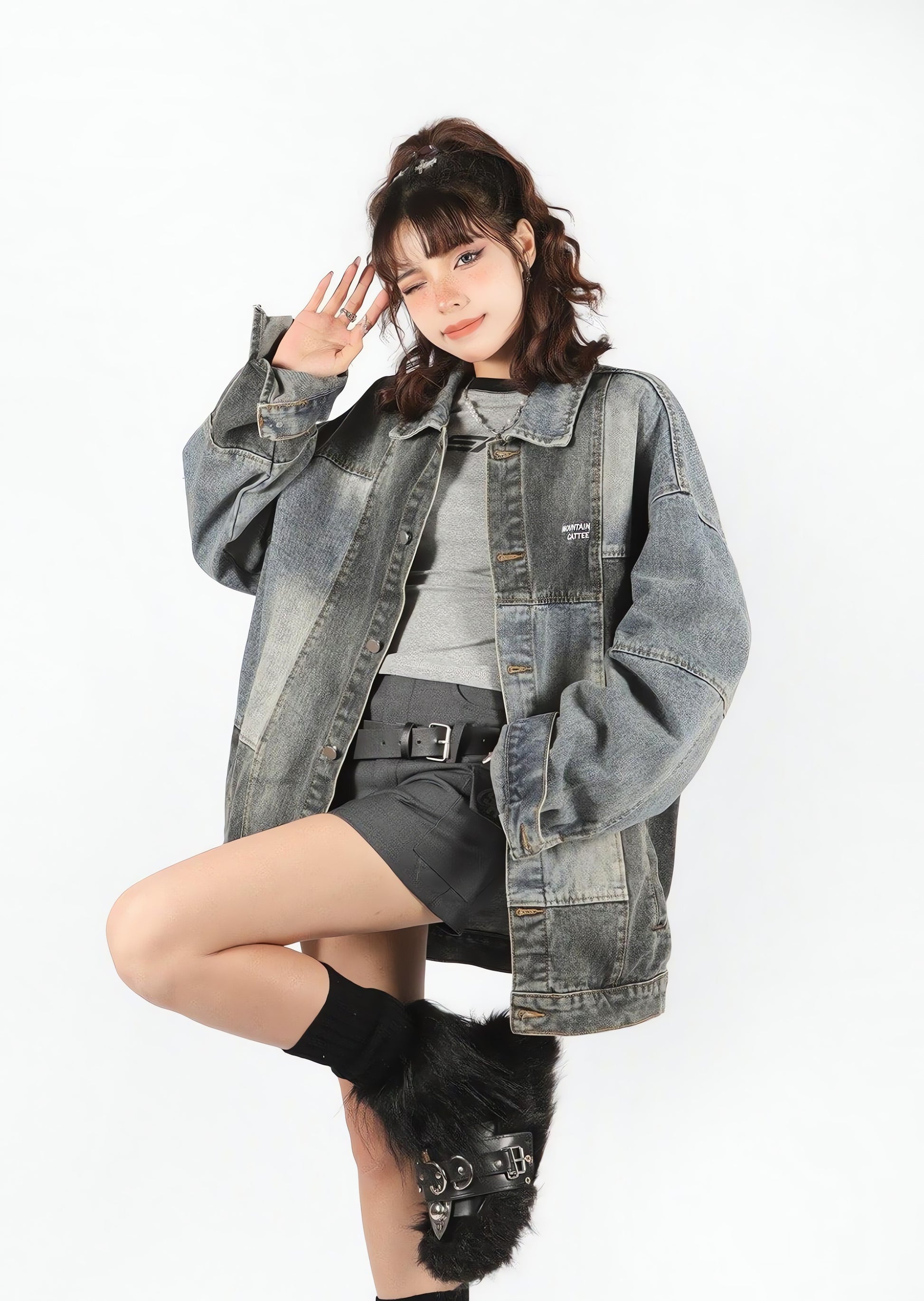 Patchwork Oversized Denim Jacket - KAYSMAR