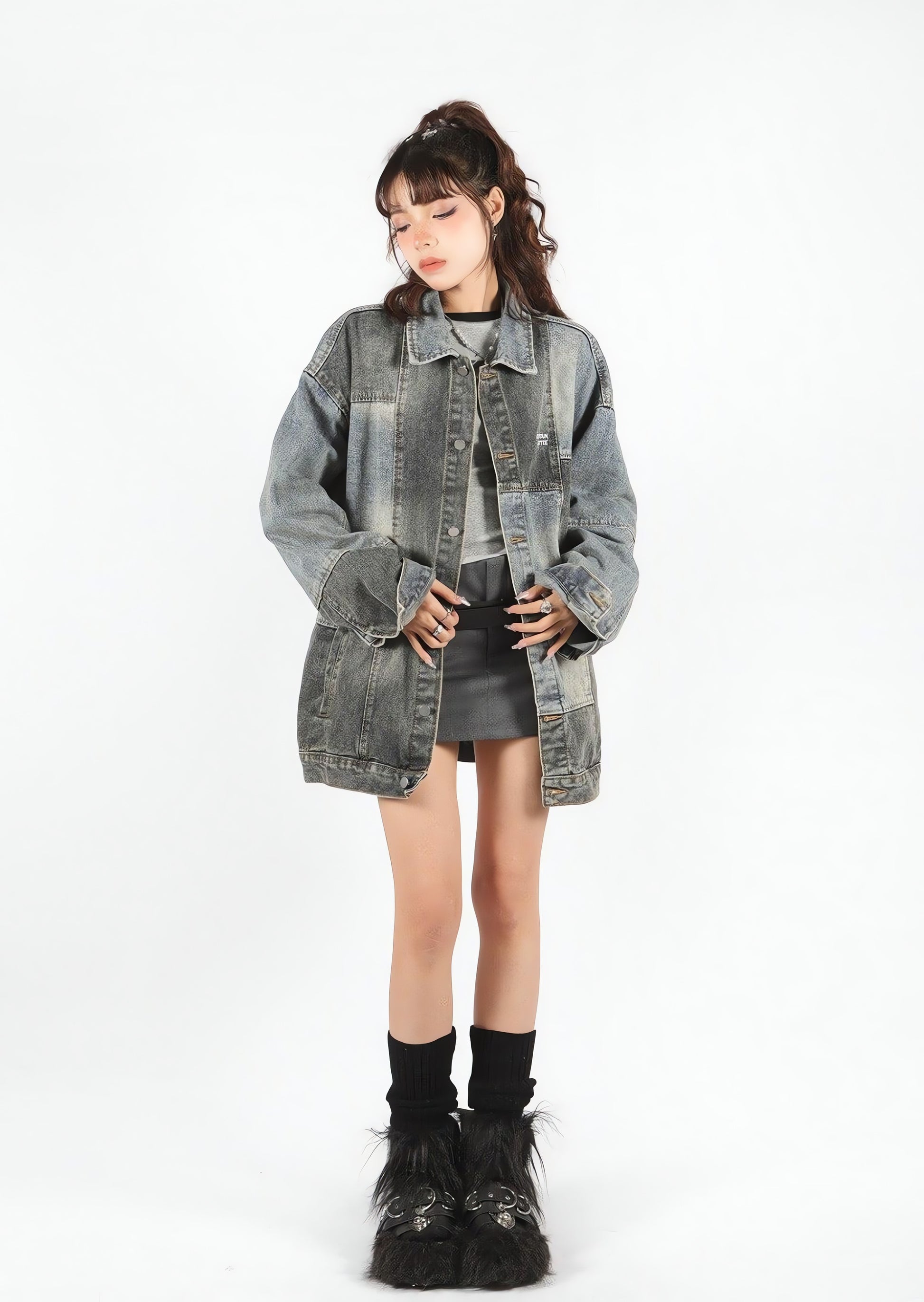Patchwork Oversized Denim Jacket - KAYSMAR