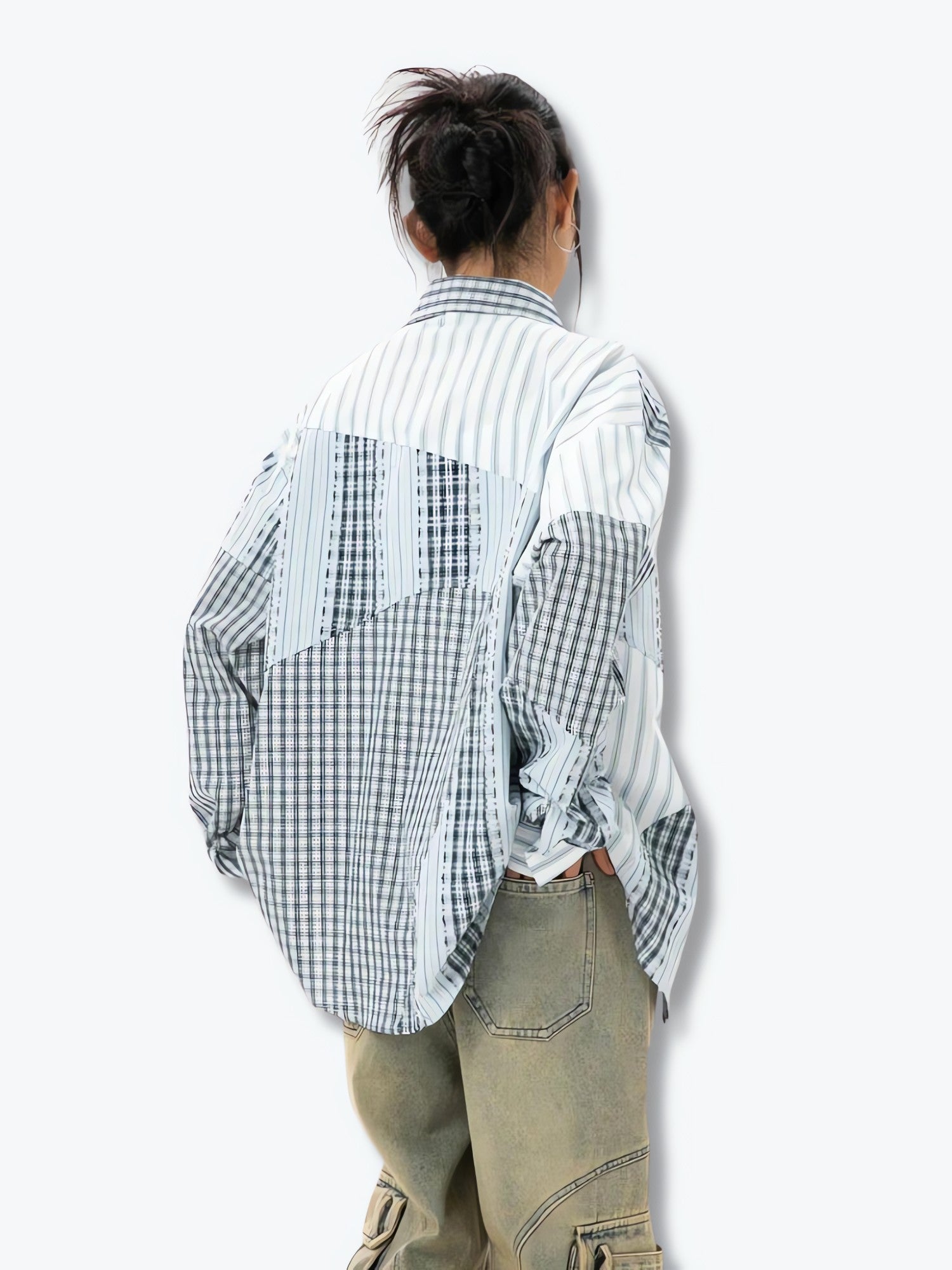 Patchwork Striped & Plaid Shirt - KAYSMAR