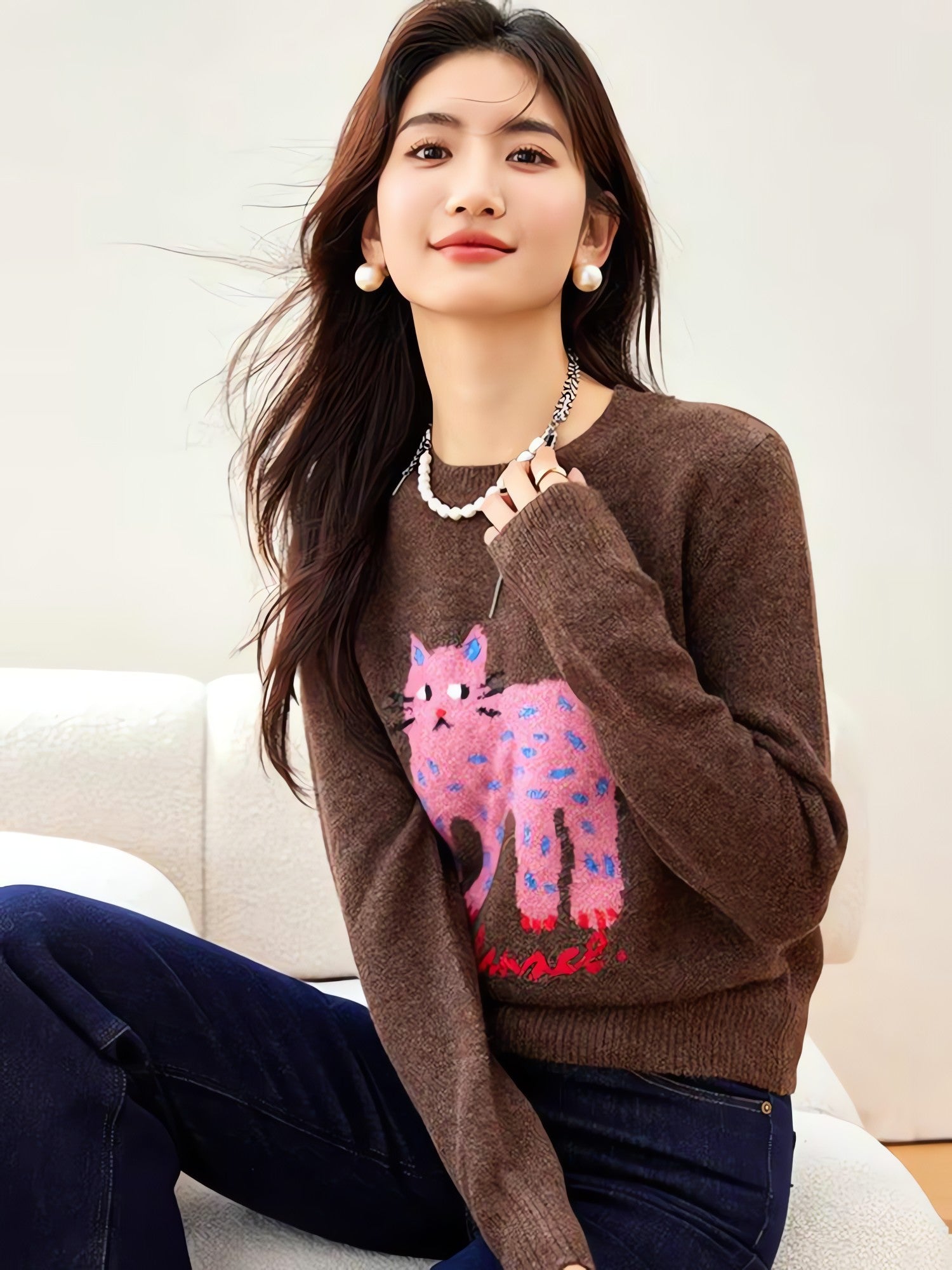 Pink Cat Sweater - KAYSMAR