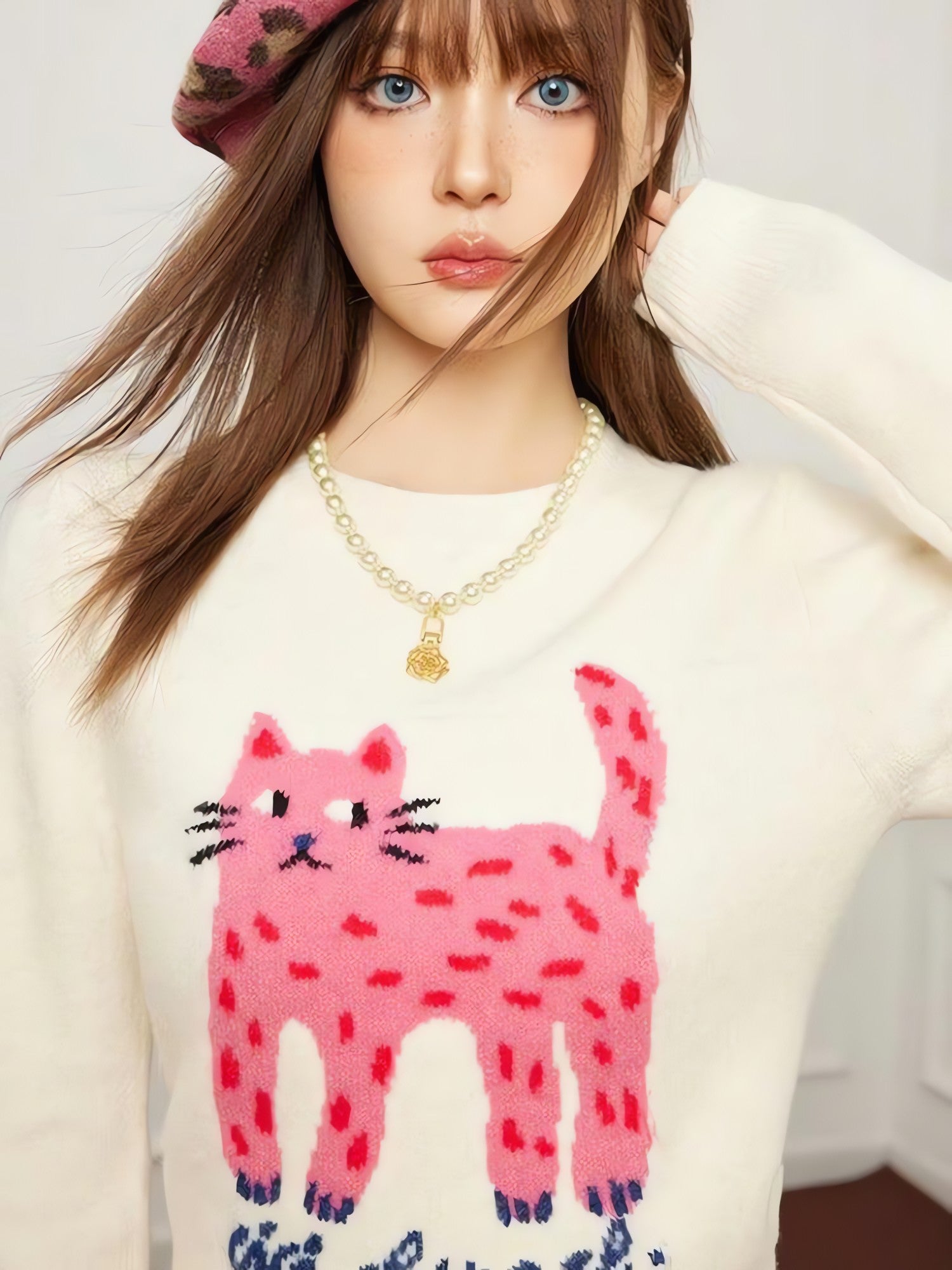 Pink Cat Sweater - KAYSMAR