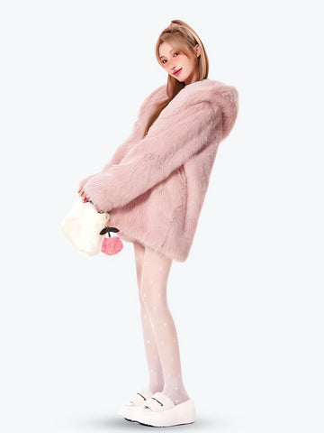Pink Faux Fur Jacket - KAYSMAR