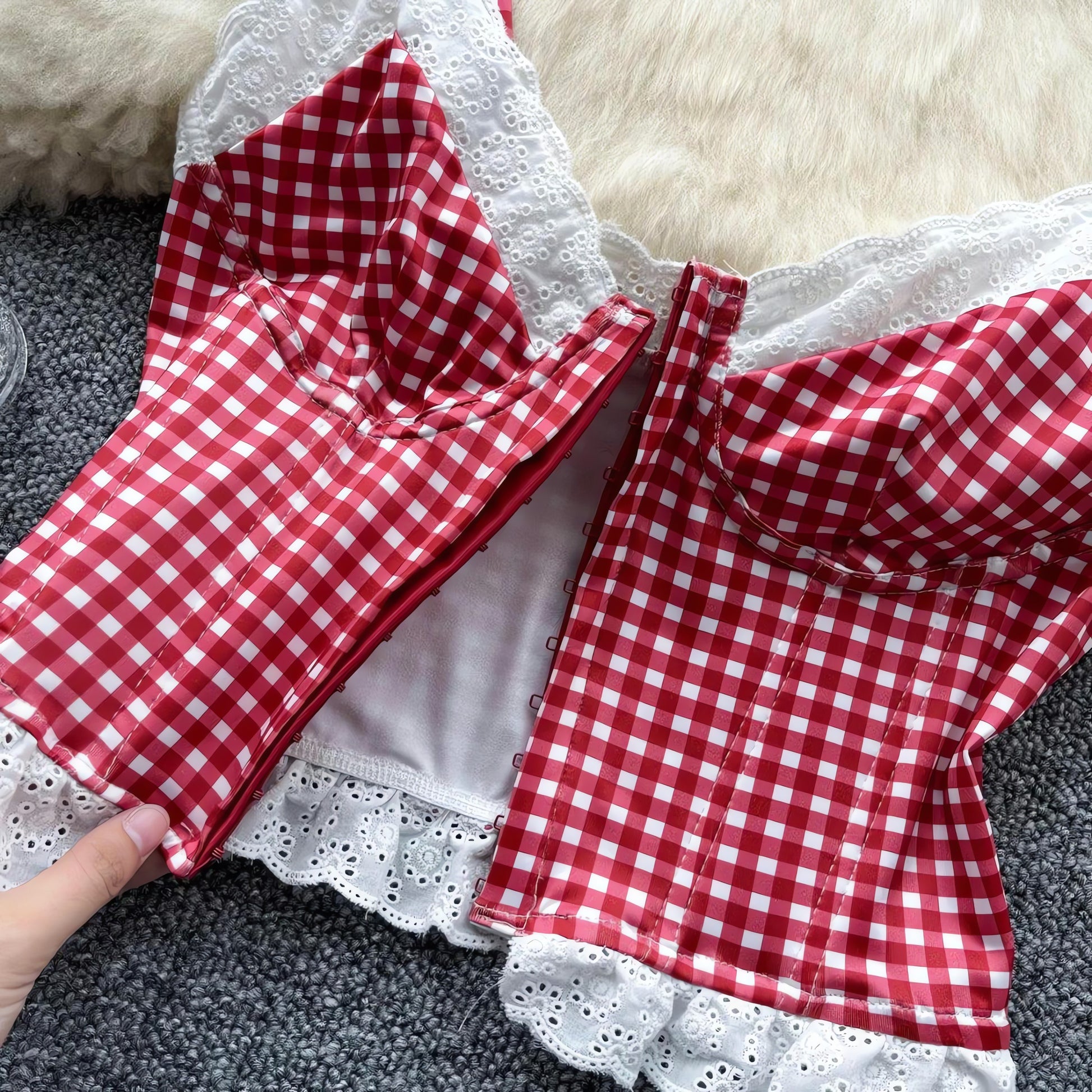 Plaid Bustier Crop Top - KAYSMAR