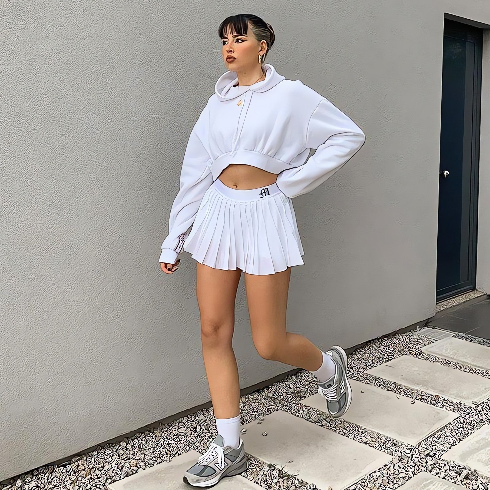 Pleated White Mini Tennis Skirt - KAYSMAR