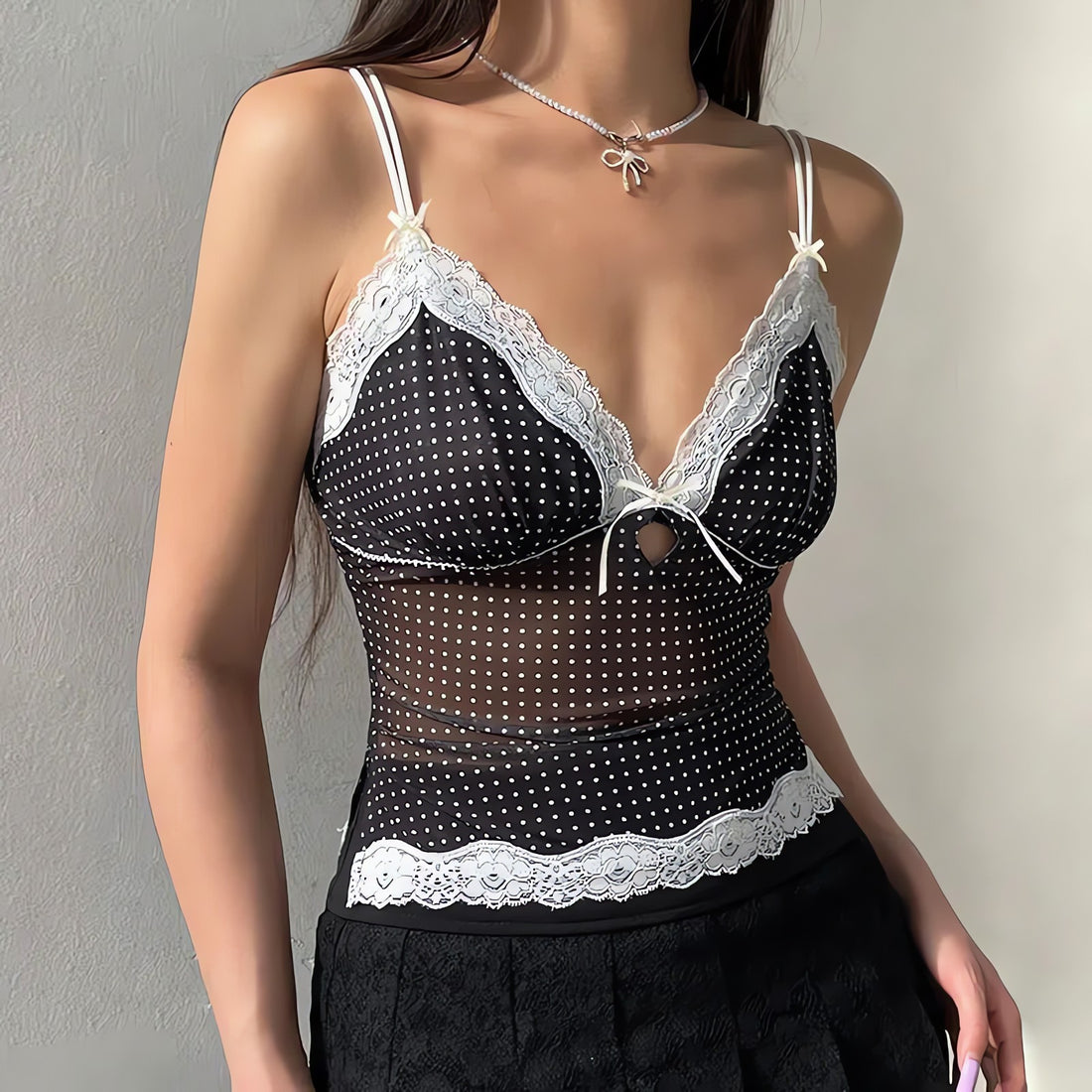 Polka Dot Mesh Top - KAYSMAR