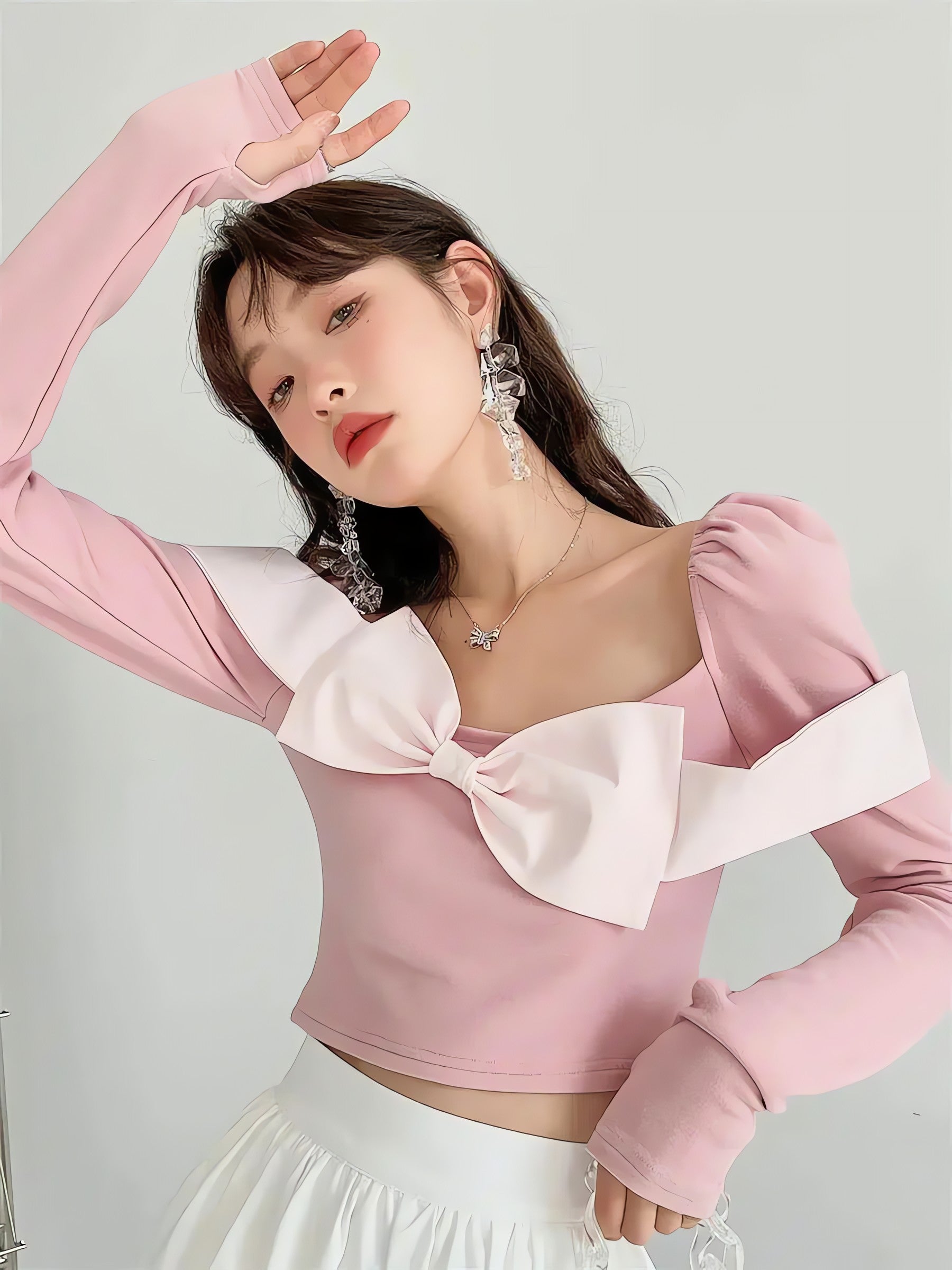 Puff Shoulder Bow Crop Top - KAYSMAR