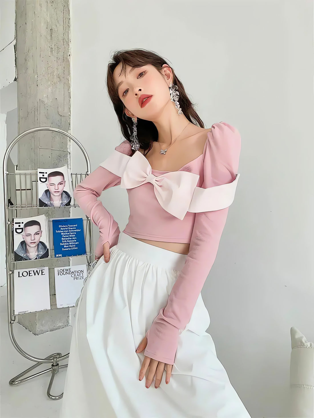 Puff Shoulder Bow Crop Top - KAYSMAR