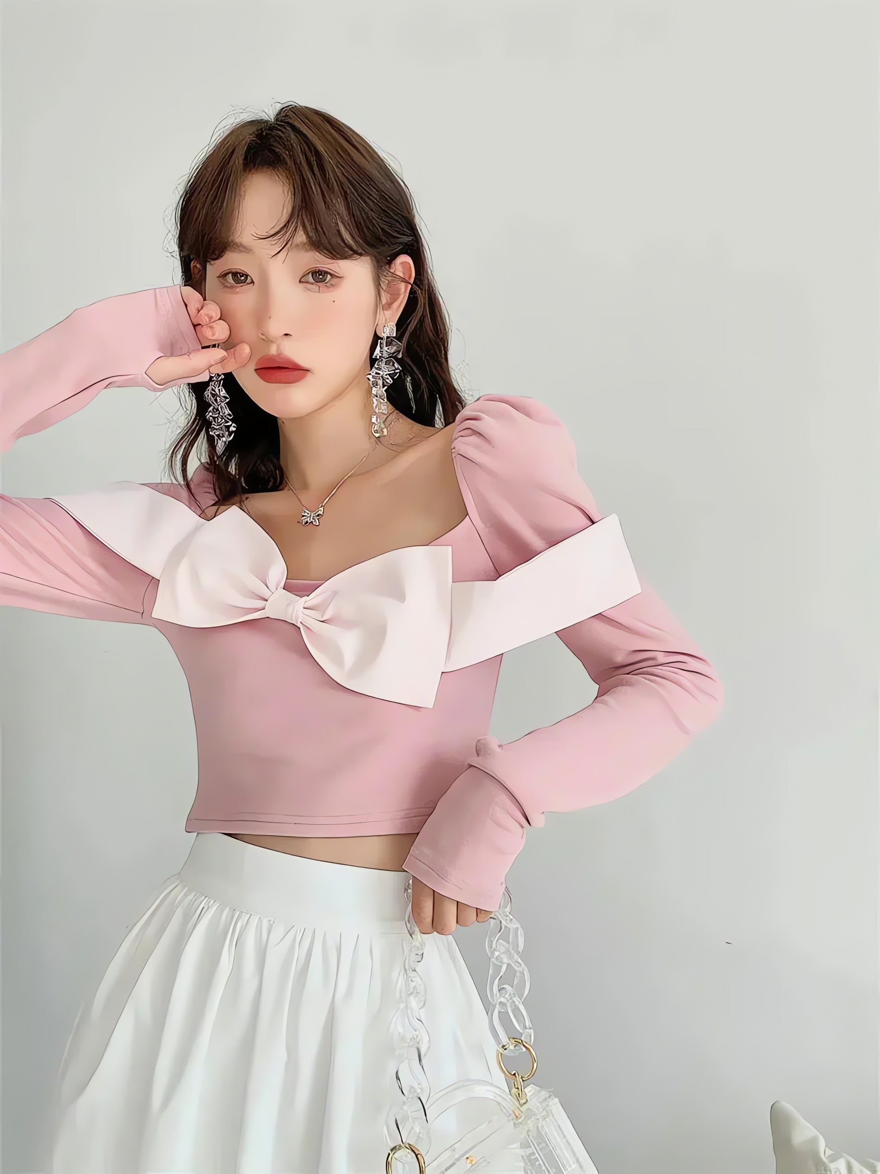 Puff Shoulder Bow Crop Top - KAYSMAR