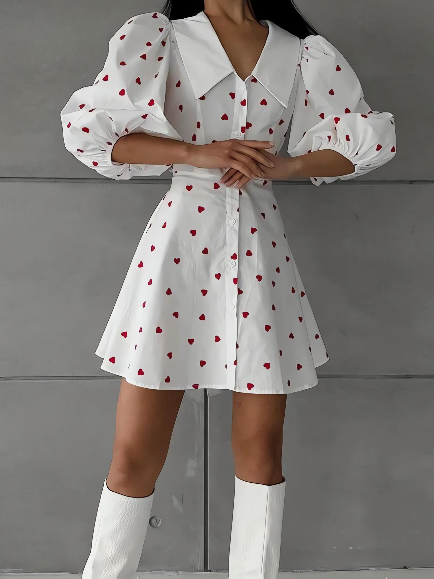 Puff Sleeve Mini Dress - KAYSMAR