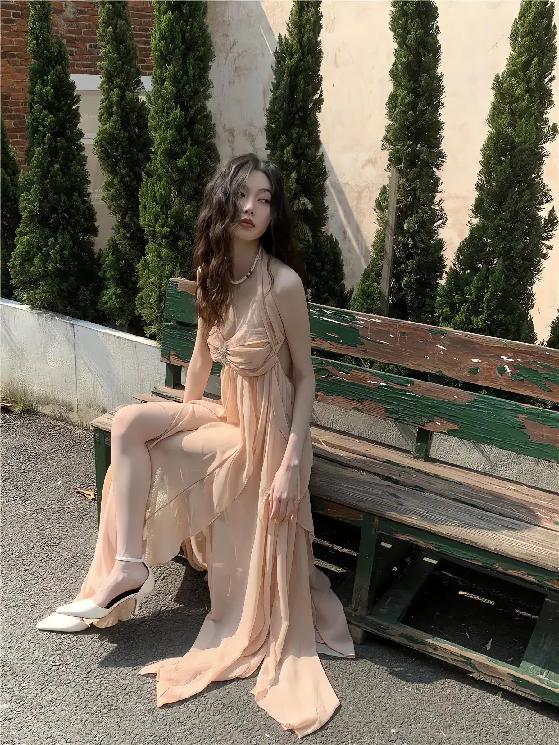 Pure Backless Chiffon Midi Dress - KAYSMAR