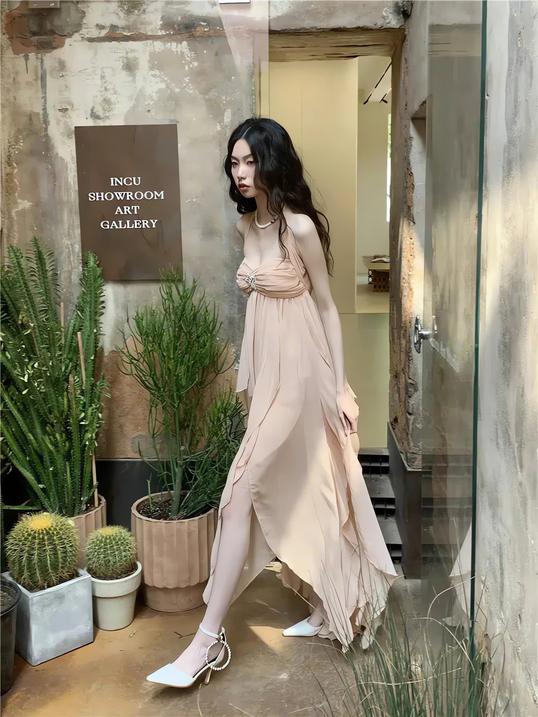 Pure Backless Chiffon Midi Dress - KAYSMAR