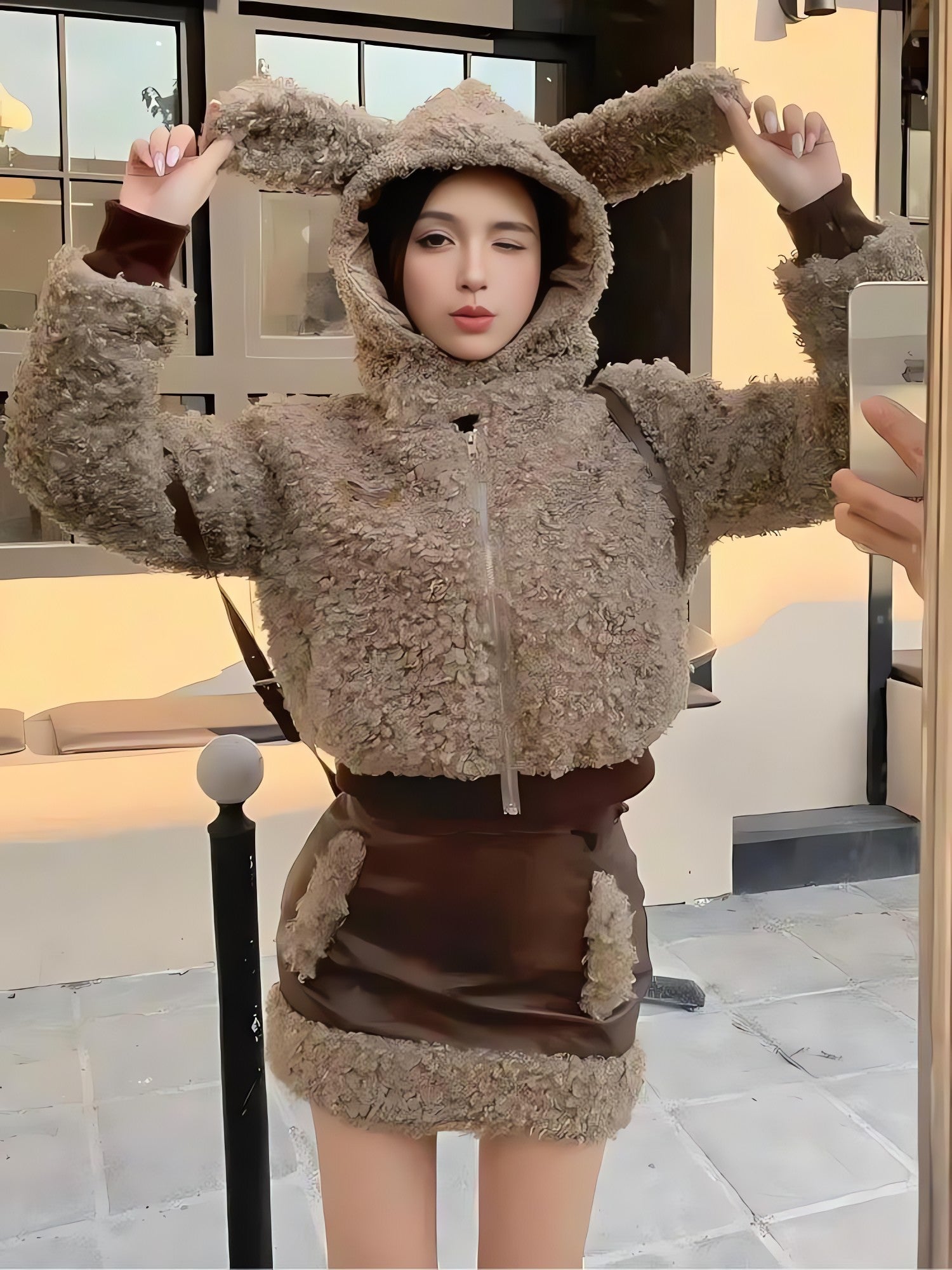 Rabbit Hood Teddy Two Piece Set - KAYSMAR