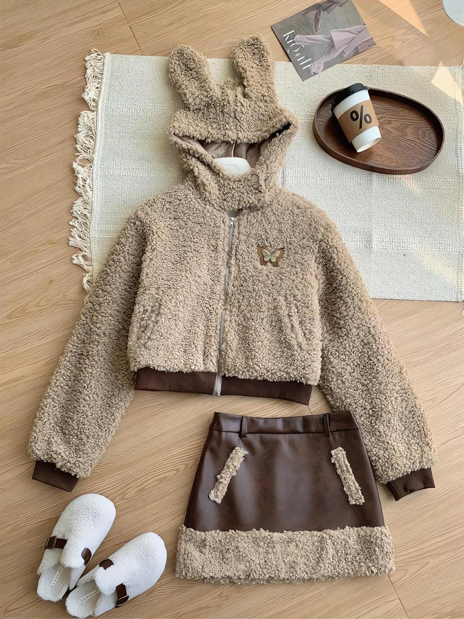 Rabbit Hood Teddy Two Piece Set - KAYSMAR