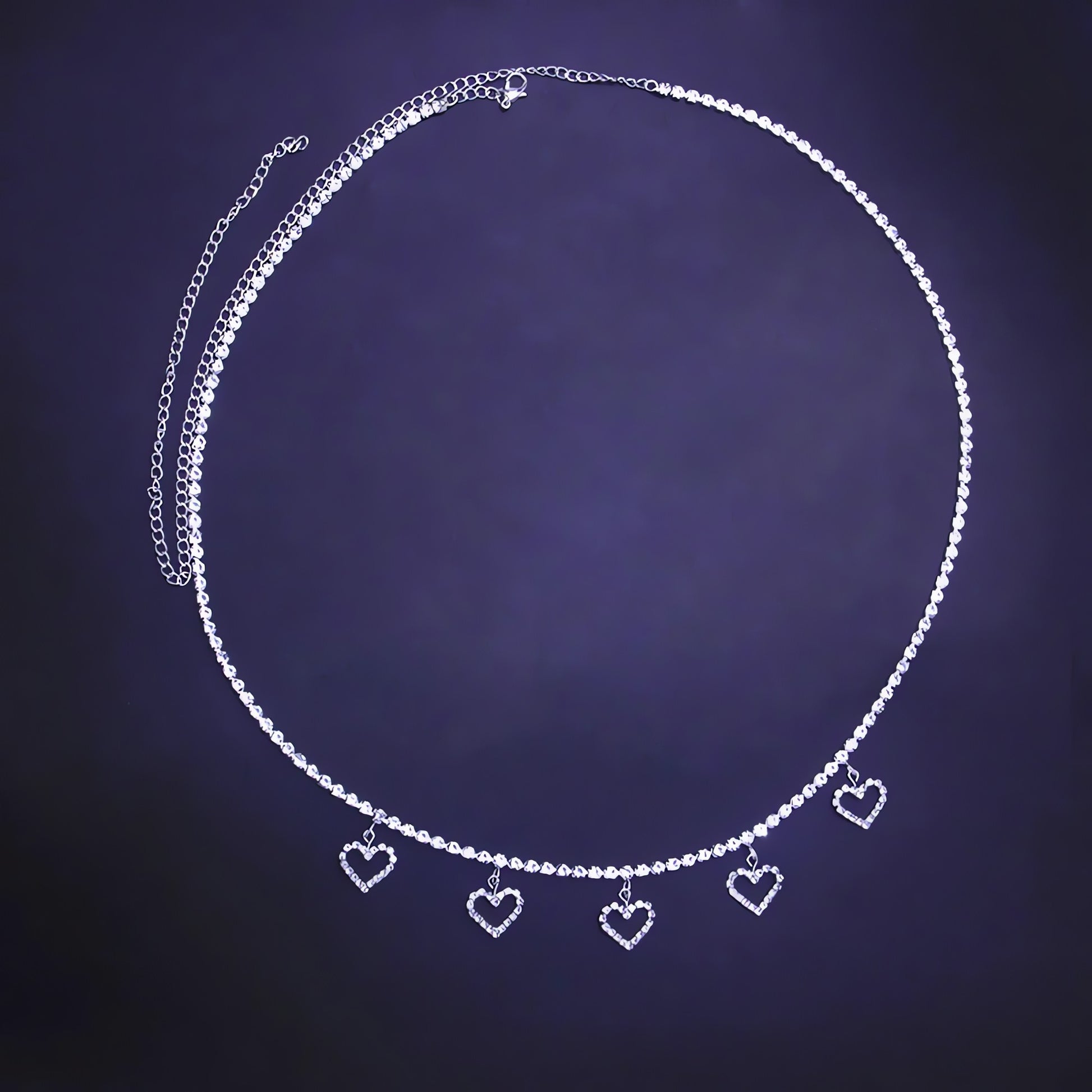Rhinestone Belly Chain with Heart Pendant - KAYSMAR