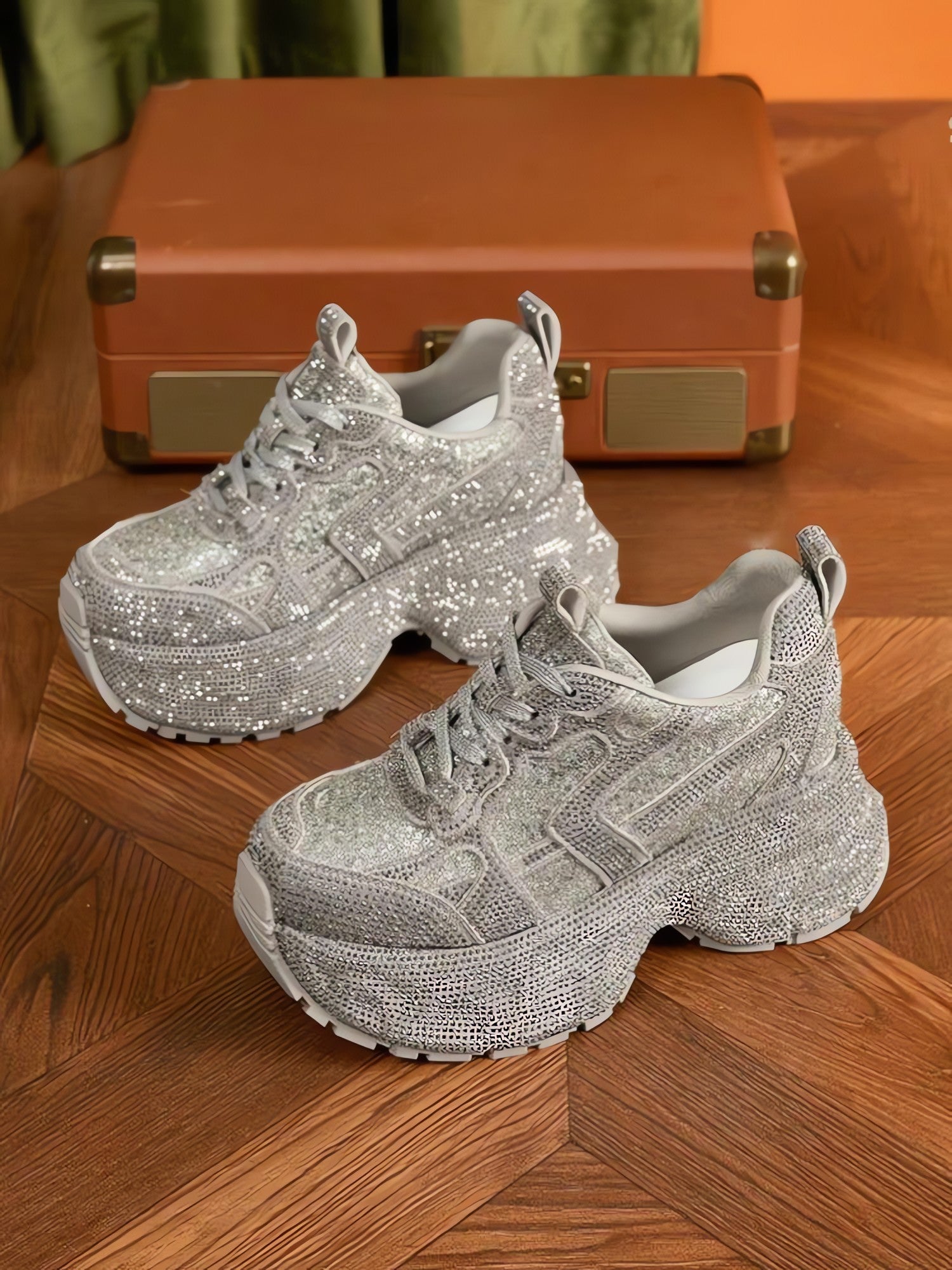 Rhinestone Platform Sneakers