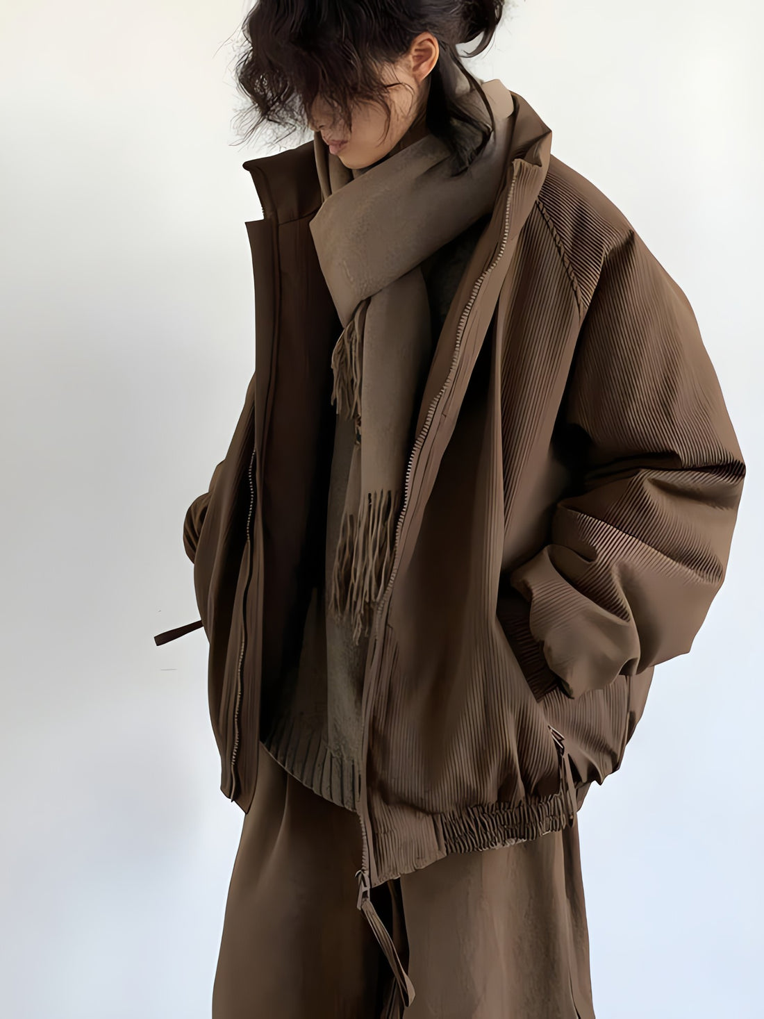 Ribbed High Neck Jacket - KAYSMAR