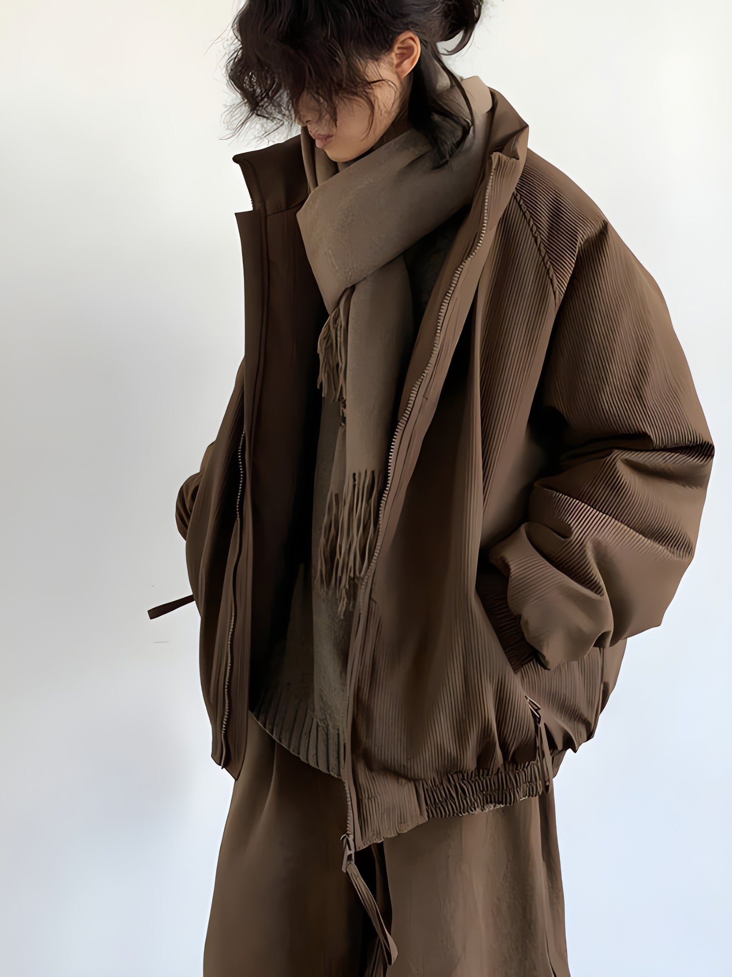 Ribbed High Neck Jacket - KAYSMAR