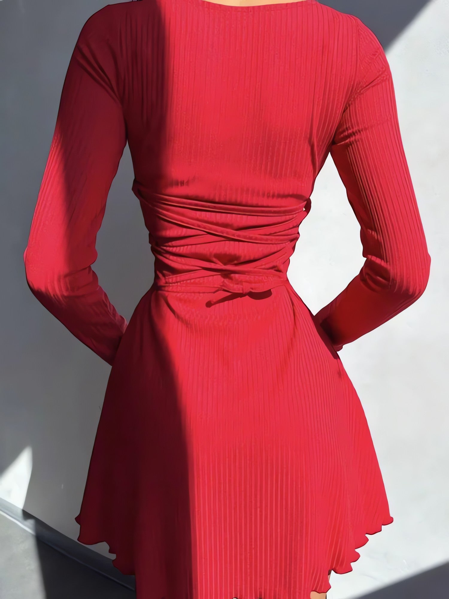 Ribbed Lace Up Mini Dress - KAYSMAR