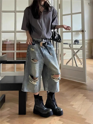 Ripped Jean Shorts - KAYSMAR