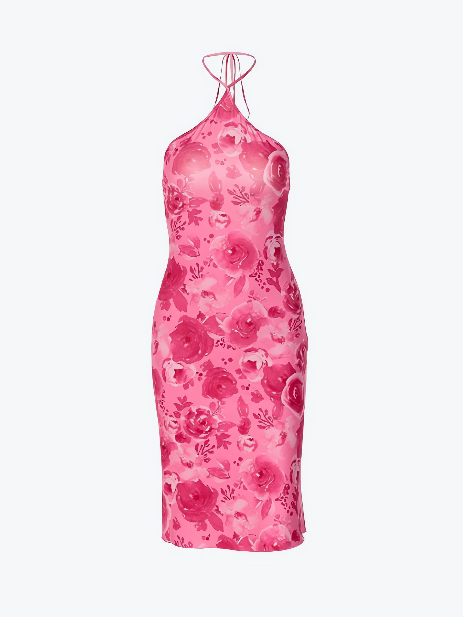 Rose Halter Neck Midi Dress