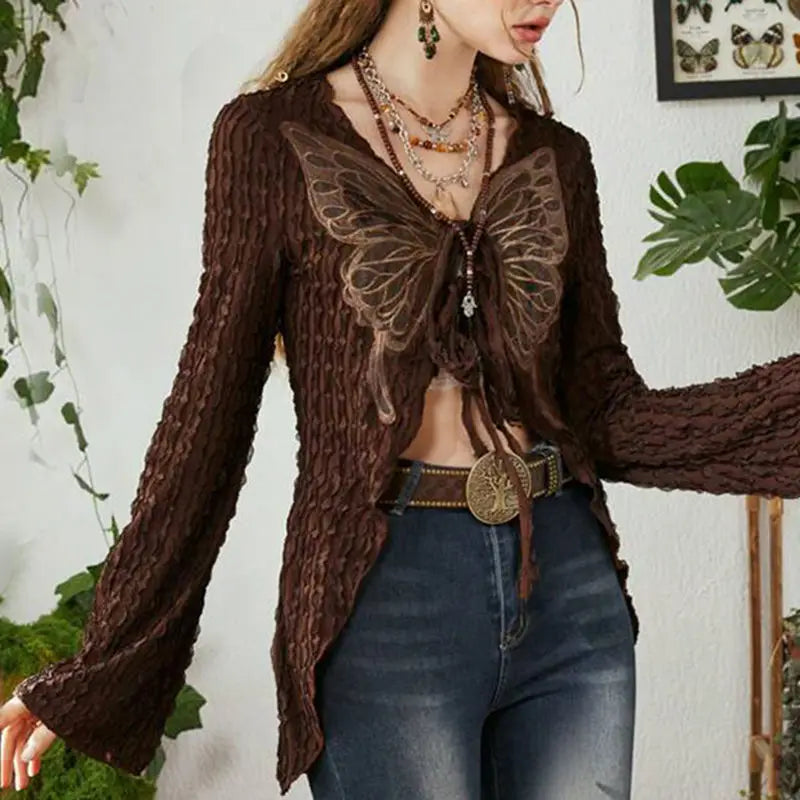 Lace-Up Butterfly Cardigan