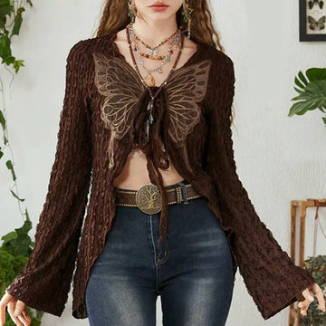 Lace-Up Butterfly Cardigan
