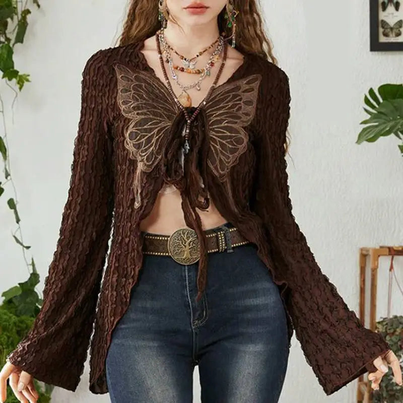 Lace-Up Butterfly Cardigan