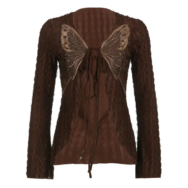 Lace-Up Butterfly Cardigan