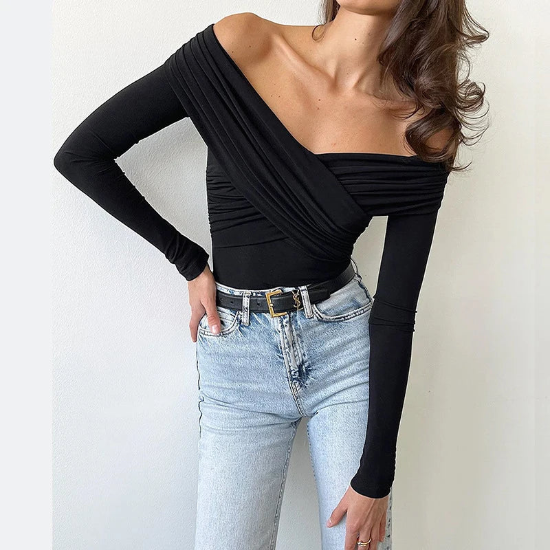 Backless Corset Bodysuit in Red | Long Sleeve Knit Romper