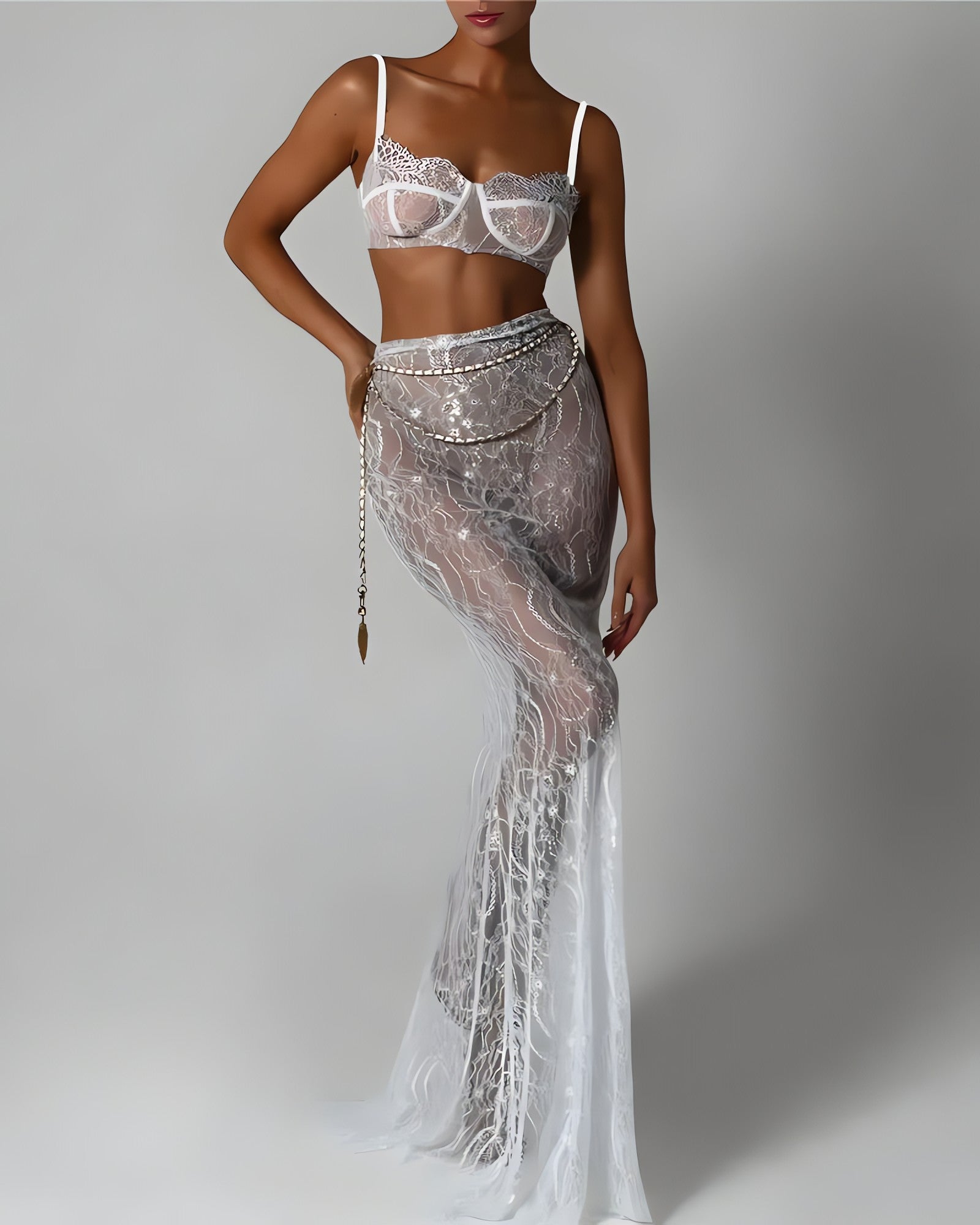 Sheer Lace Two Pieces Set - KAYSMAR