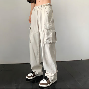 Side Belt Detailed Baggy Cargo Pants - KAYSMAR