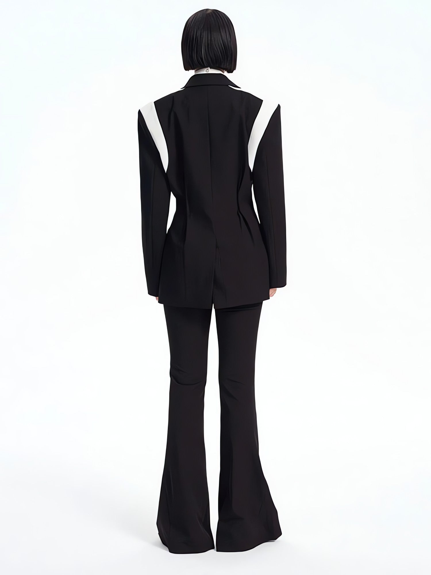 Single Button Color Block Blazer - KAYSMAR