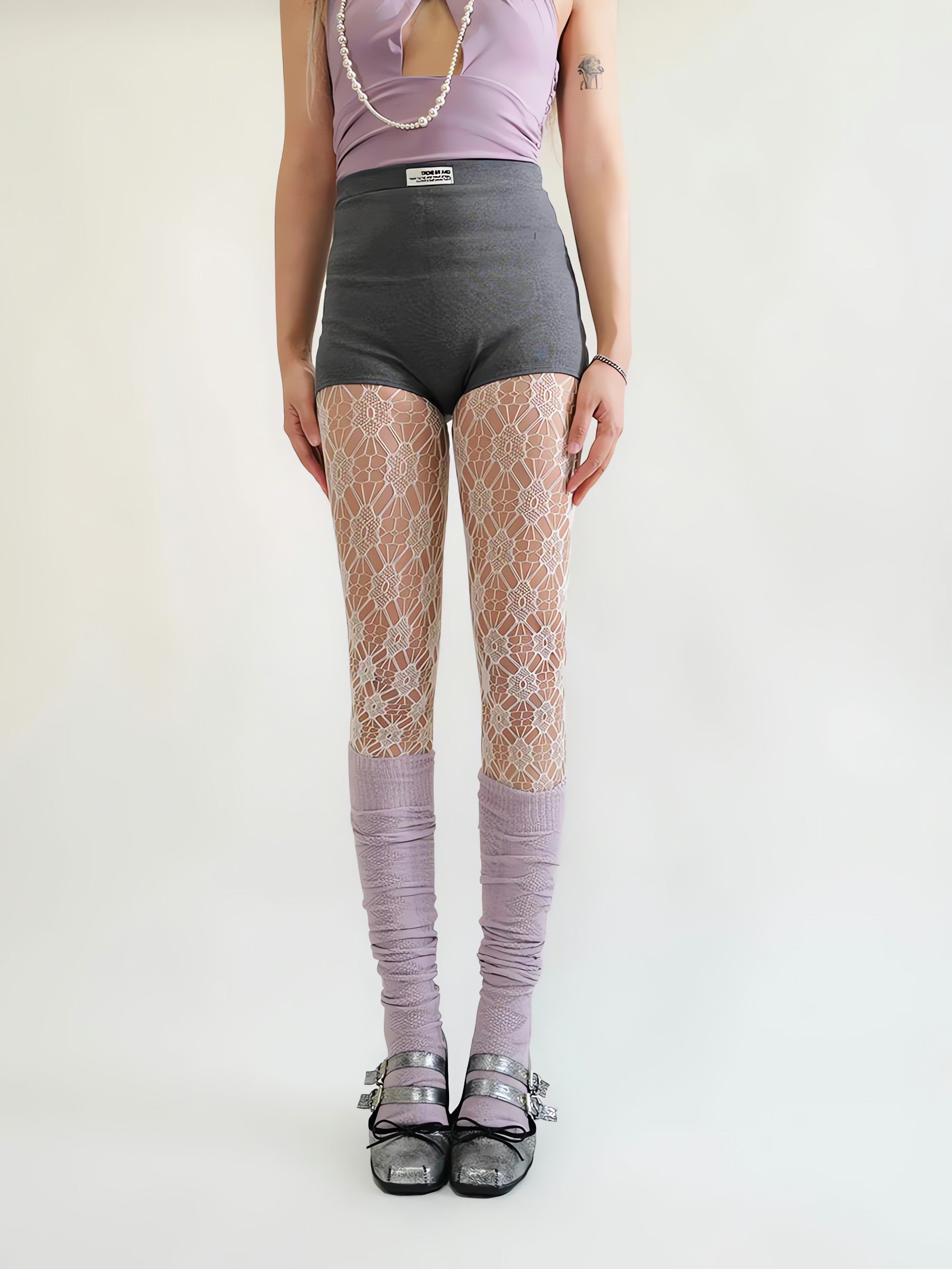 Soft Girl Floral Lace Tights