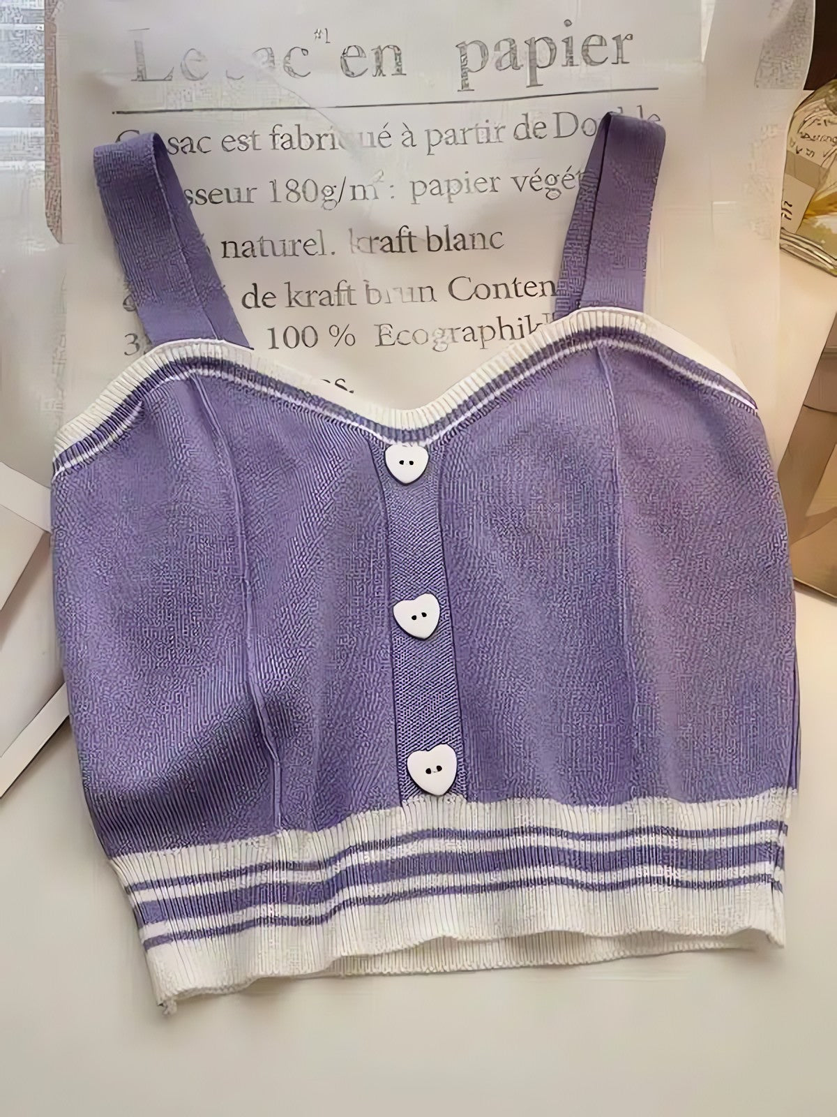 Soft Girl Heart Buttoned Knitted Crop Top - KAYSMAR