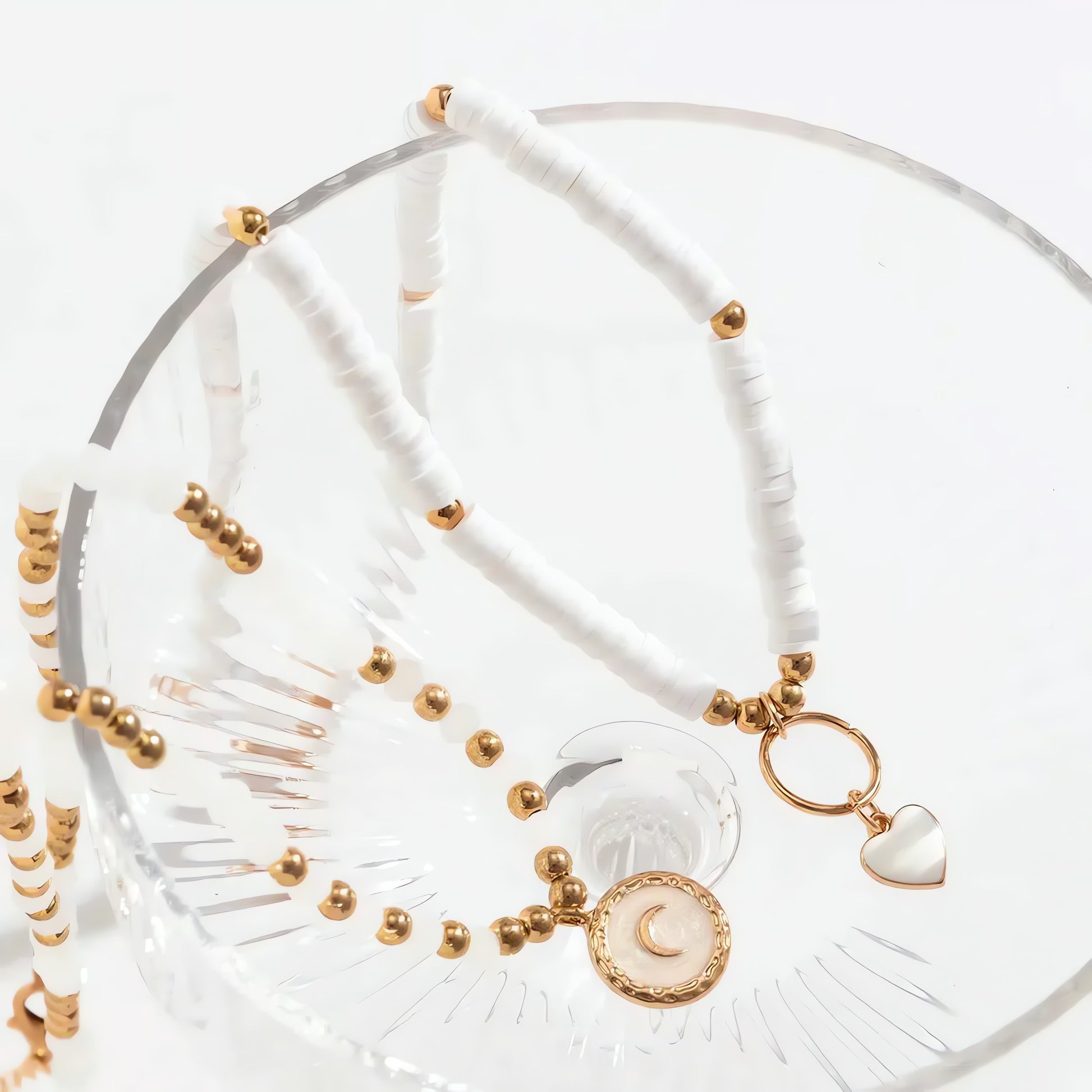 Soft Girl Heart & Moon Two-Pack Necklace Set - KAYSMAR