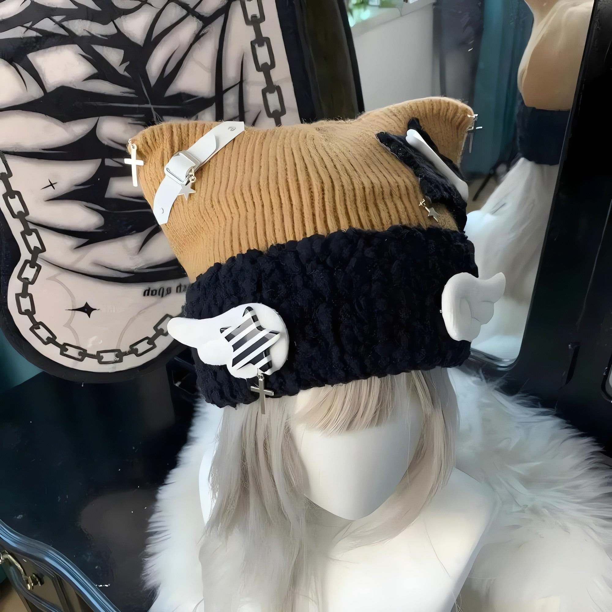 Soft Girl Kawaii Wings Knitted Beanie - KAYSMAR