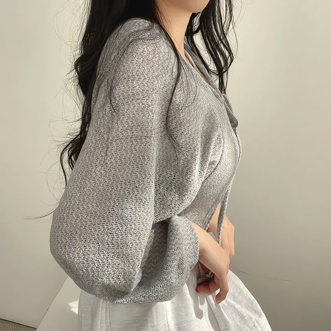Soft Girl Lace Up Crop Cardigan - KAYSMAR