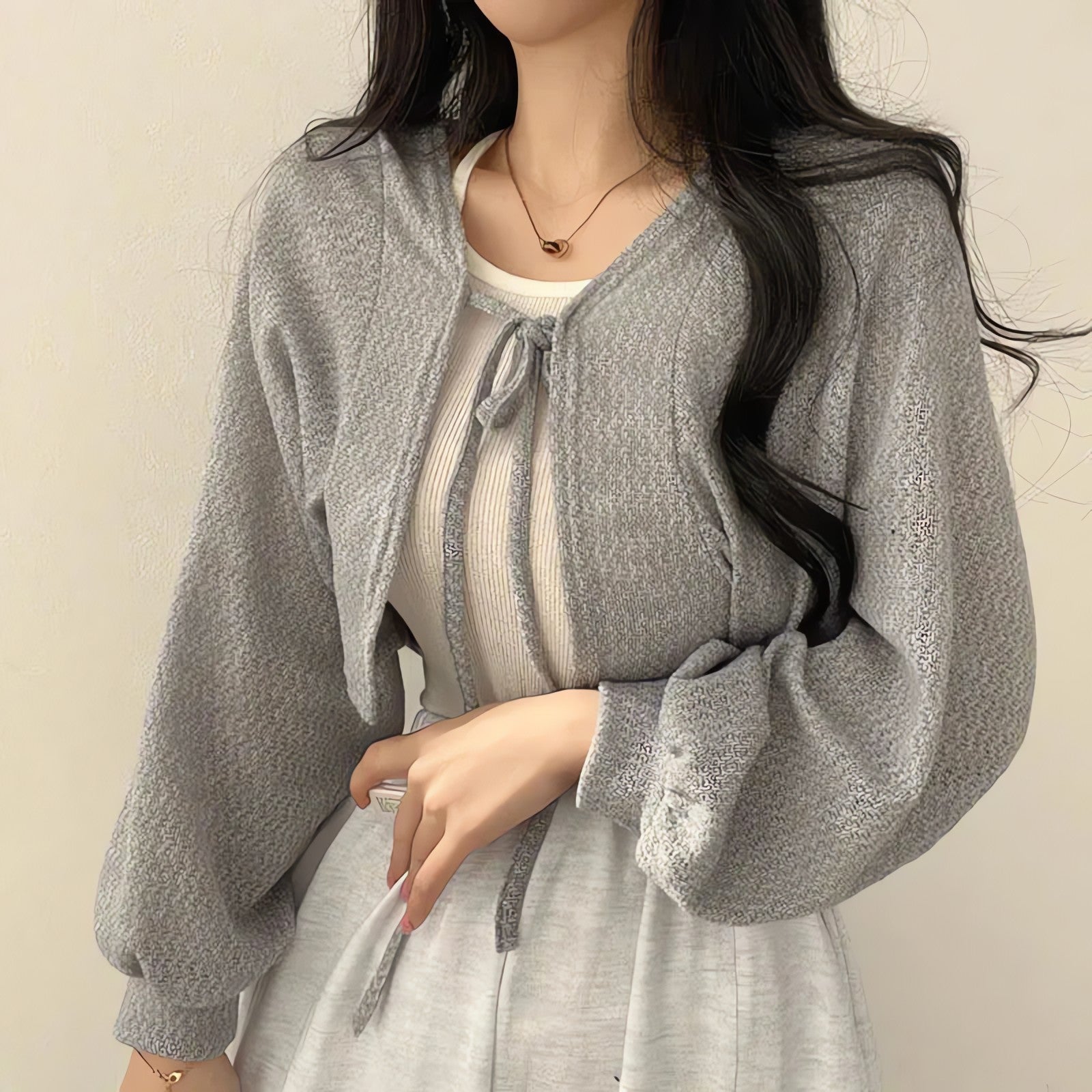 Soft Girl Lace Up Crop Cardigan - KAYSMAR