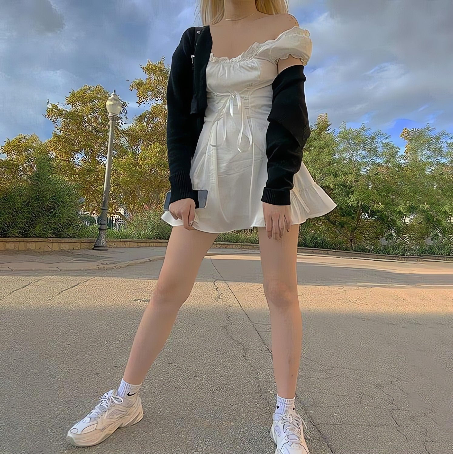 Soft Girl Lace Up Mini Dress - KAYSMAR