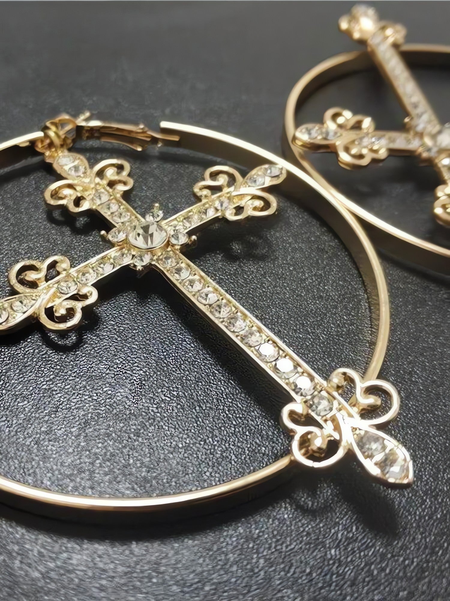 Sparkle Cross Hoop Earrings - KAYSMAR