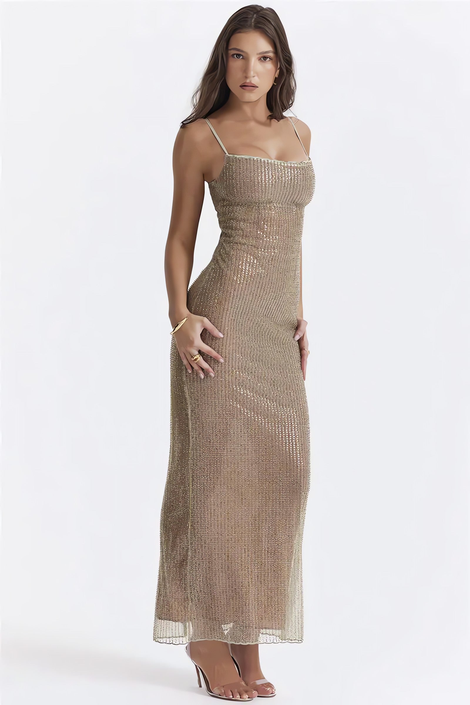 Sparkle Sequined Fit Maxi Dress - KAYSMAR