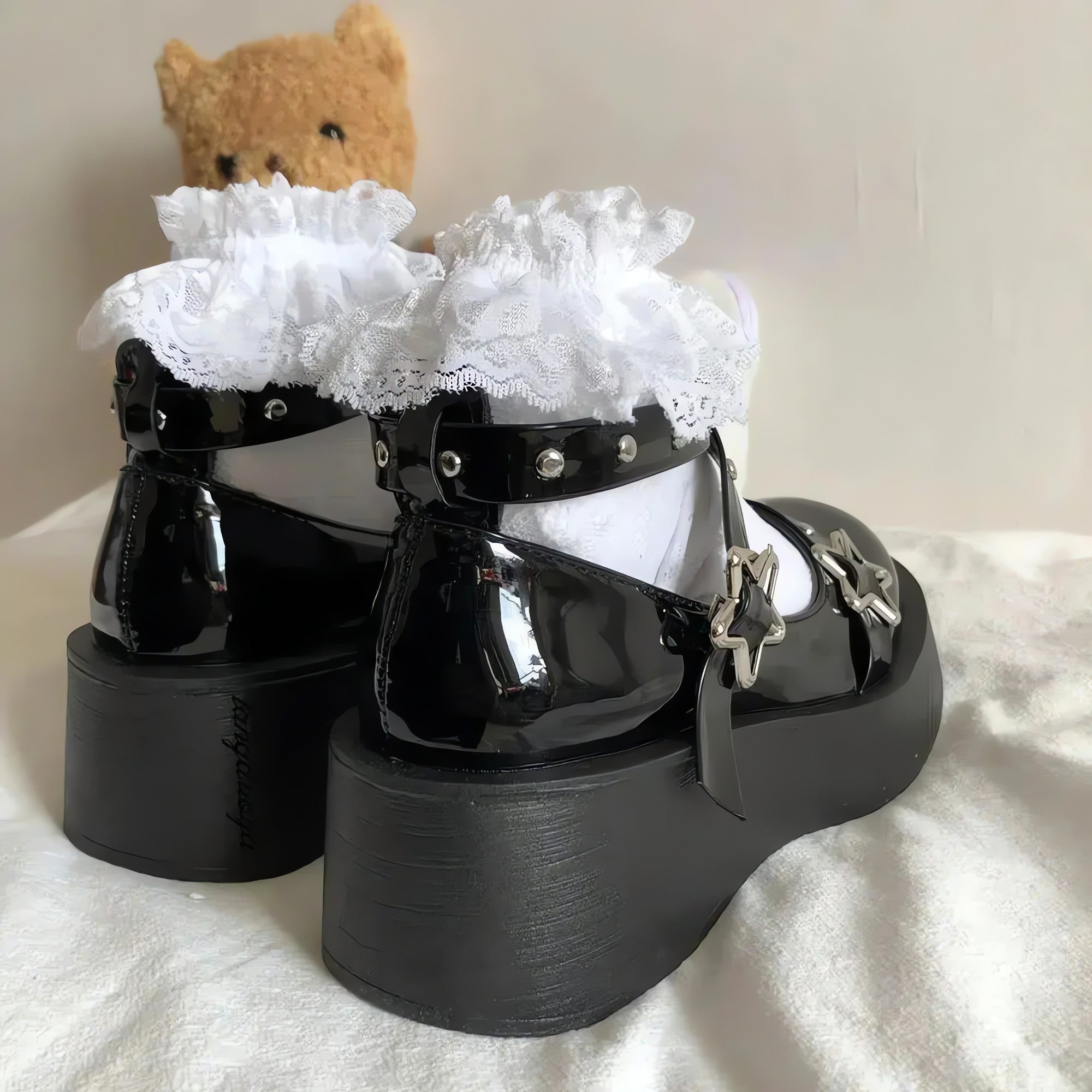 Star Buckled Platform Mary Jane Shoes - KAYSMAR