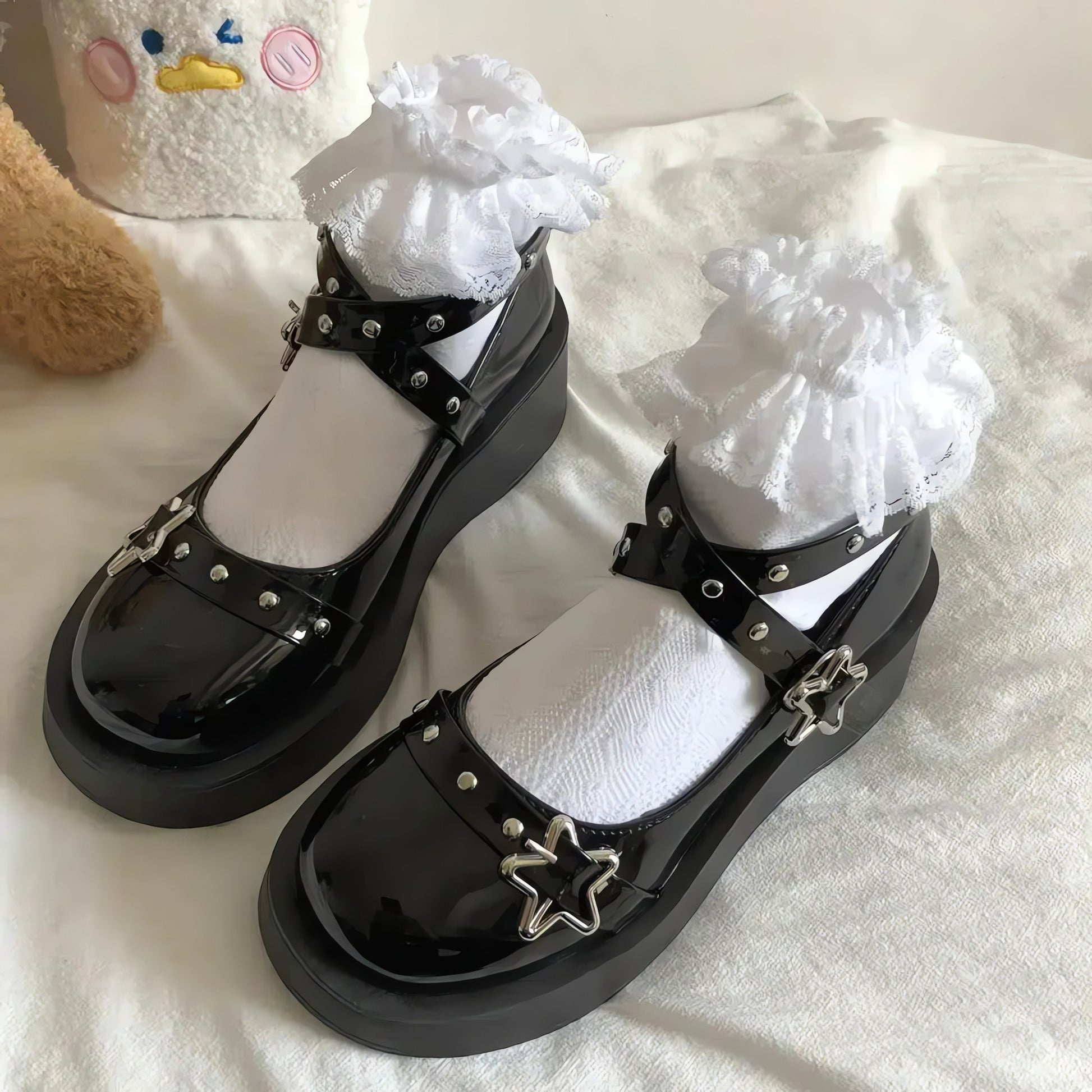 Star Buckled Platform Mary Jane Shoes - KAYSMAR