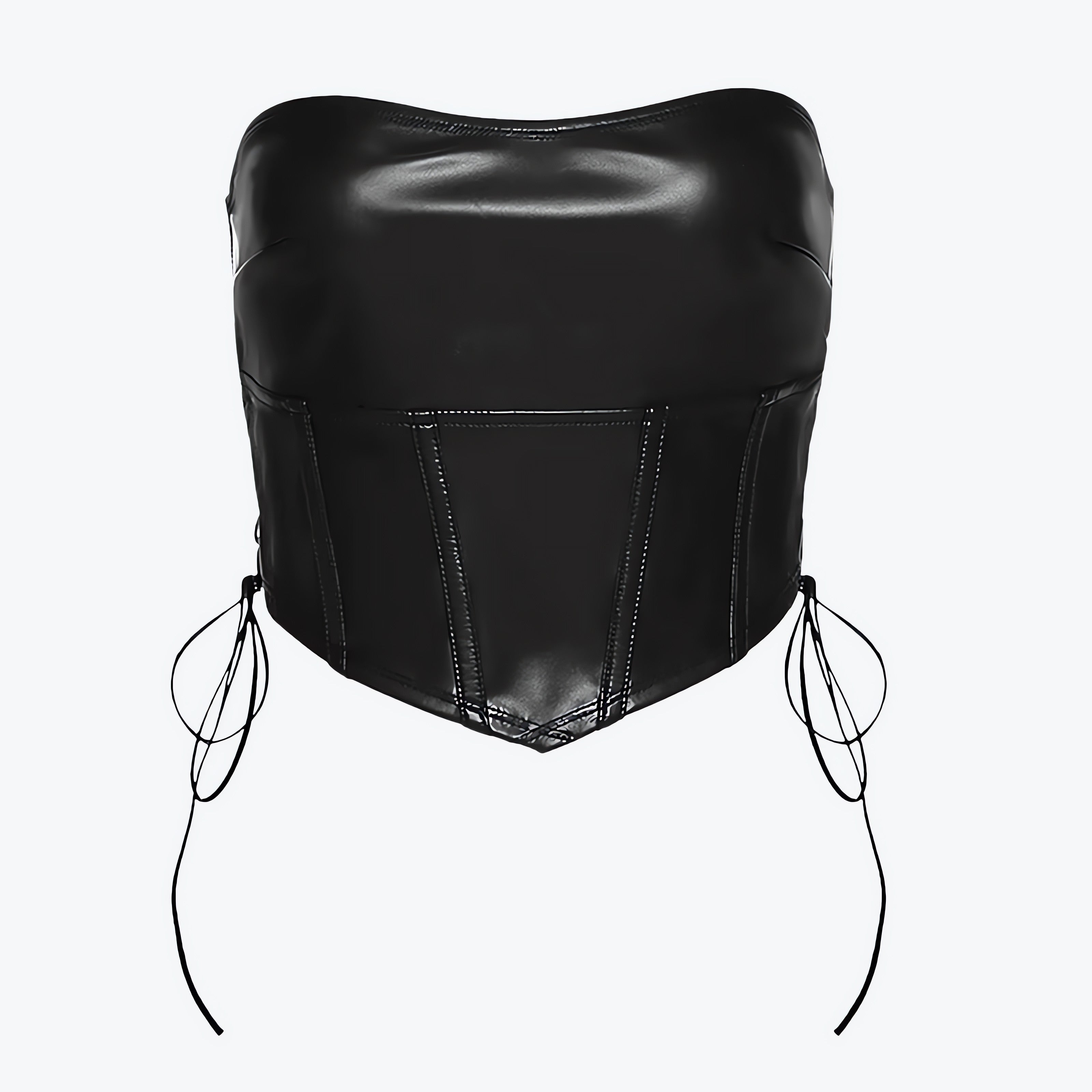 Strapless Faux Leather Crop Top