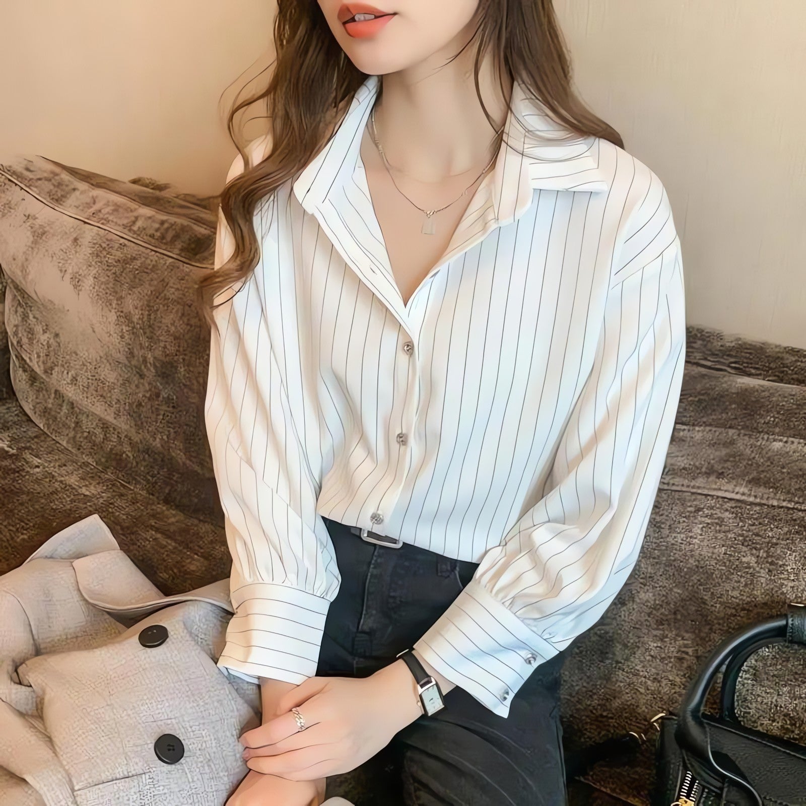 Striped Classic Long Sleeve Shirt - KAYSMAR
