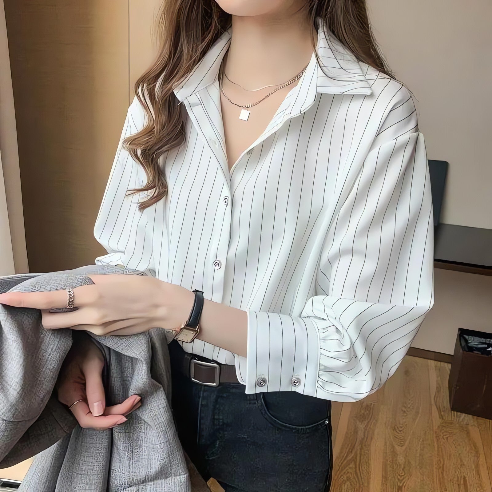 Striped Classic Long Sleeve Shirt - KAYSMAR