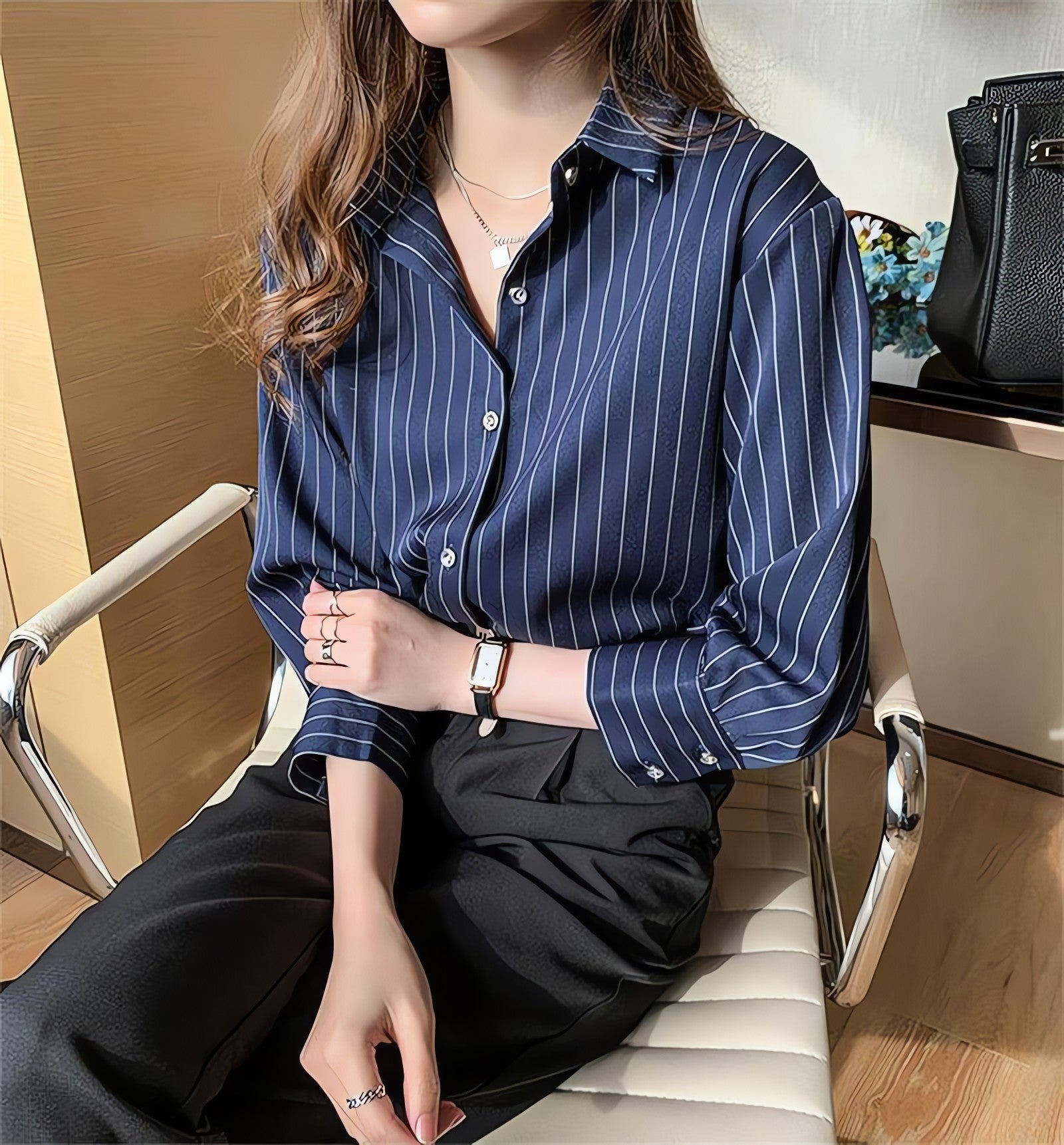 Striped Classic Long Sleeve Shirt - KAYSMAR