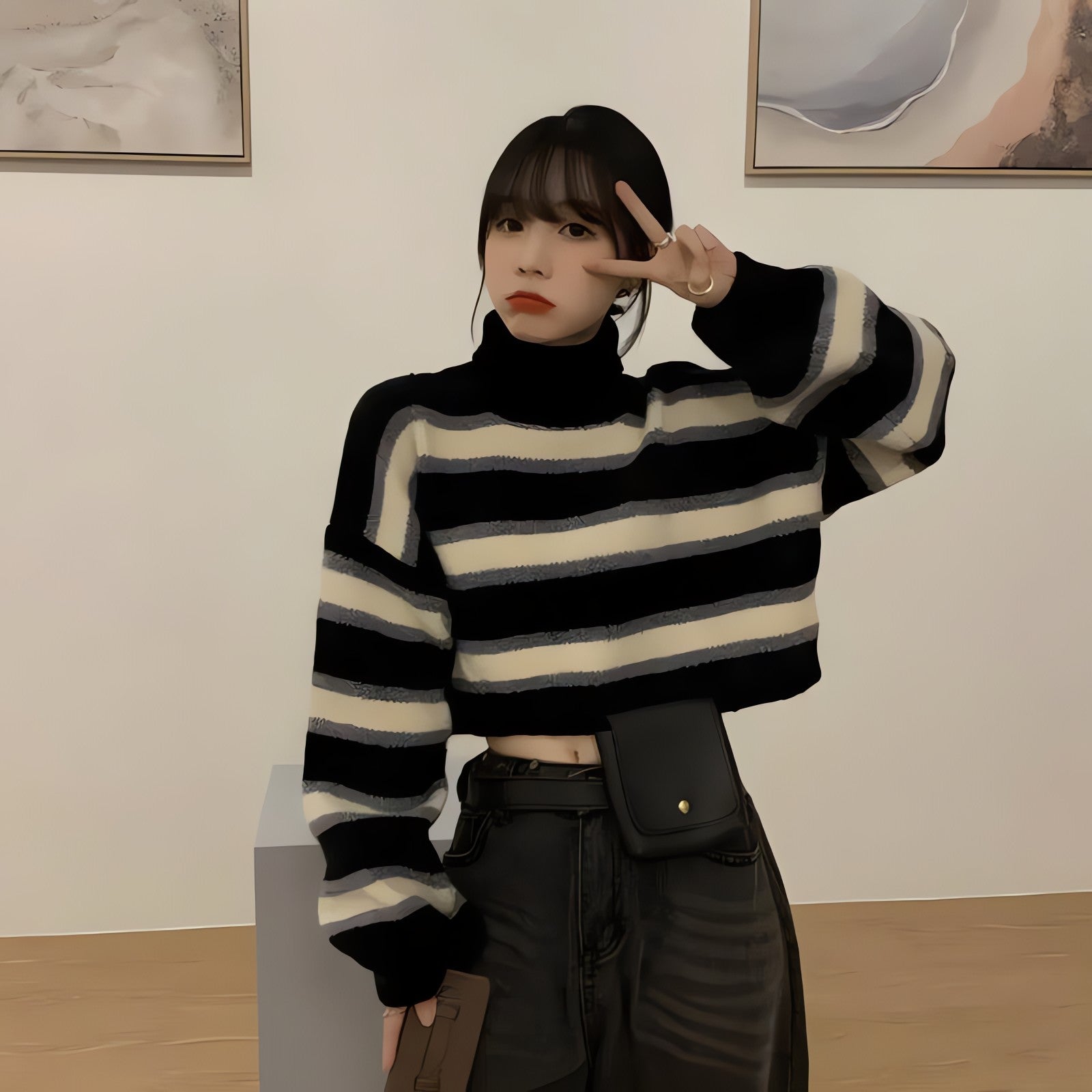 Striped Cropped Sweater - KAYSMAR