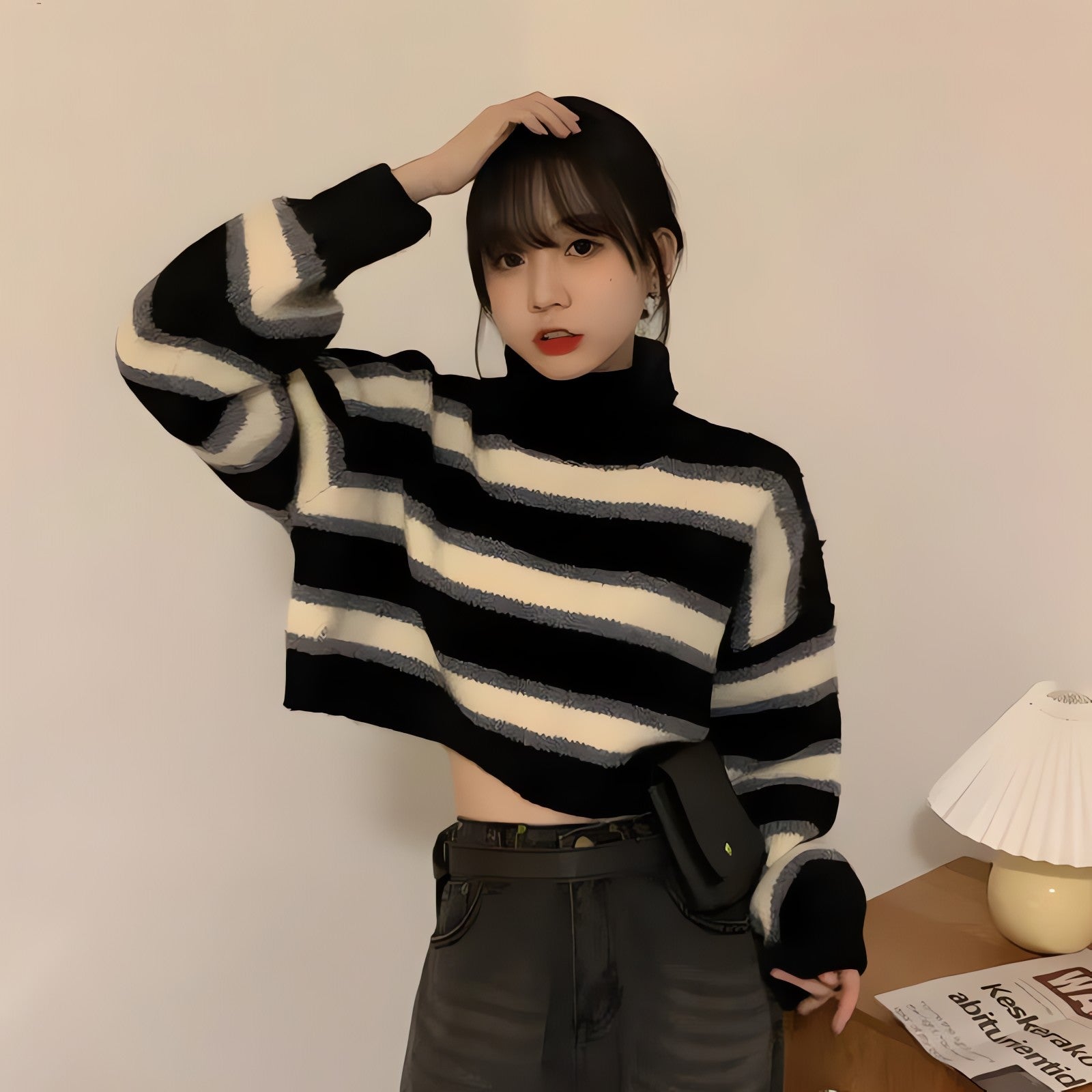 Striped Cropped Sweater - KAYSMAR