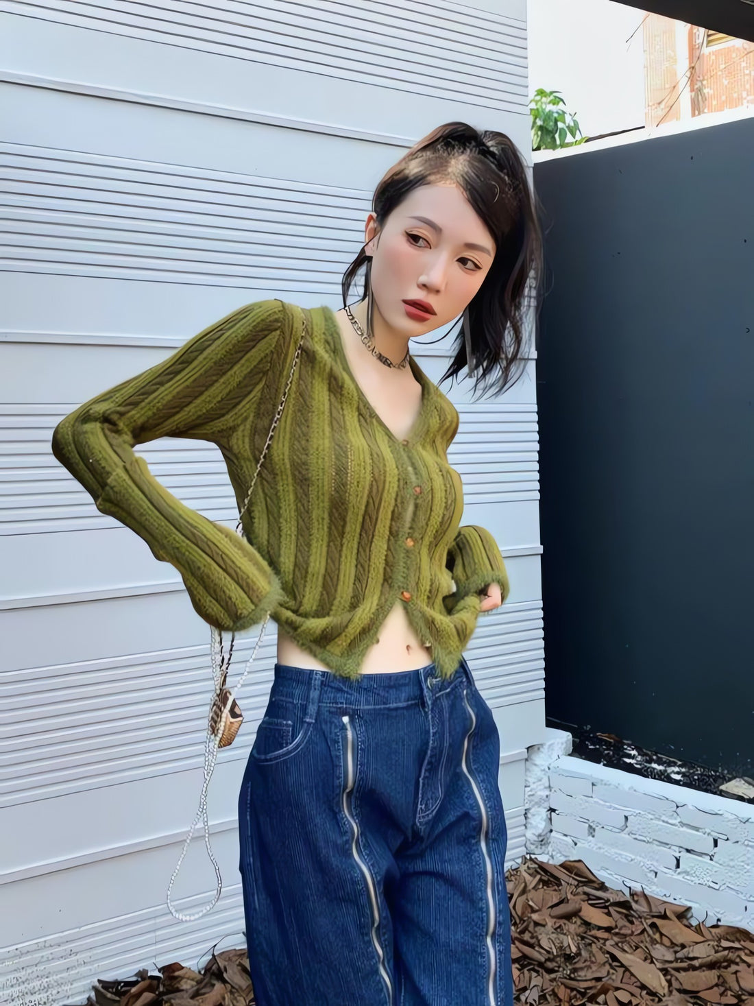 Striped Fluffy Cardigan - KAYSMAR